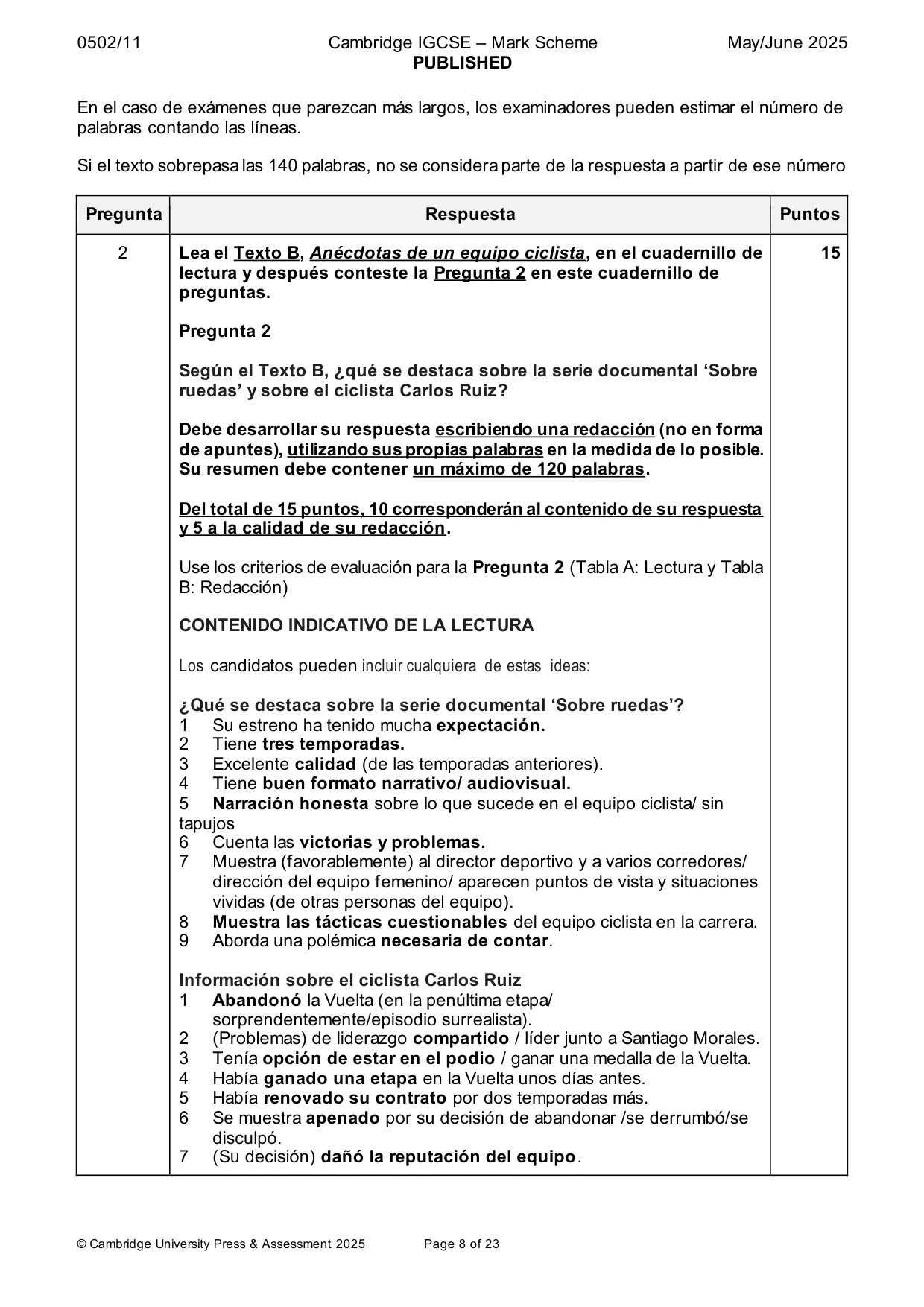 Mark scheme, page 8 of 23