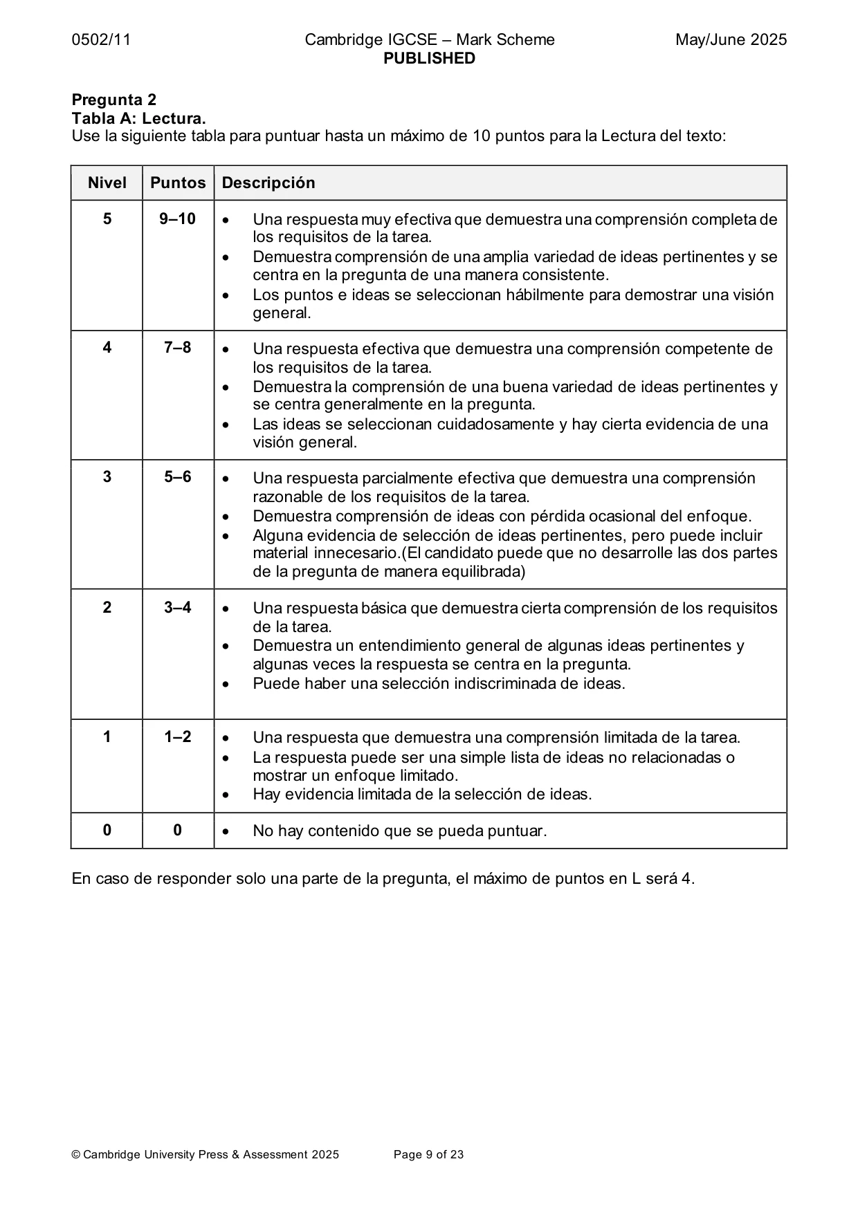 Mark scheme, page 9 of 23