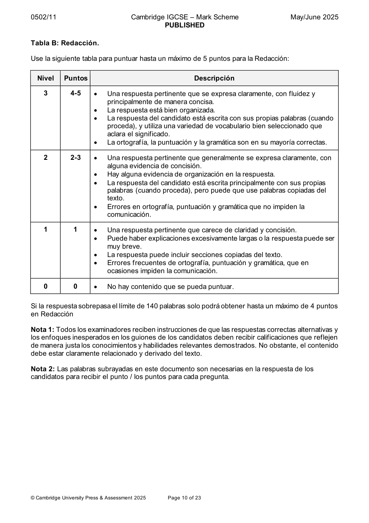Mark scheme, page 10 of 23