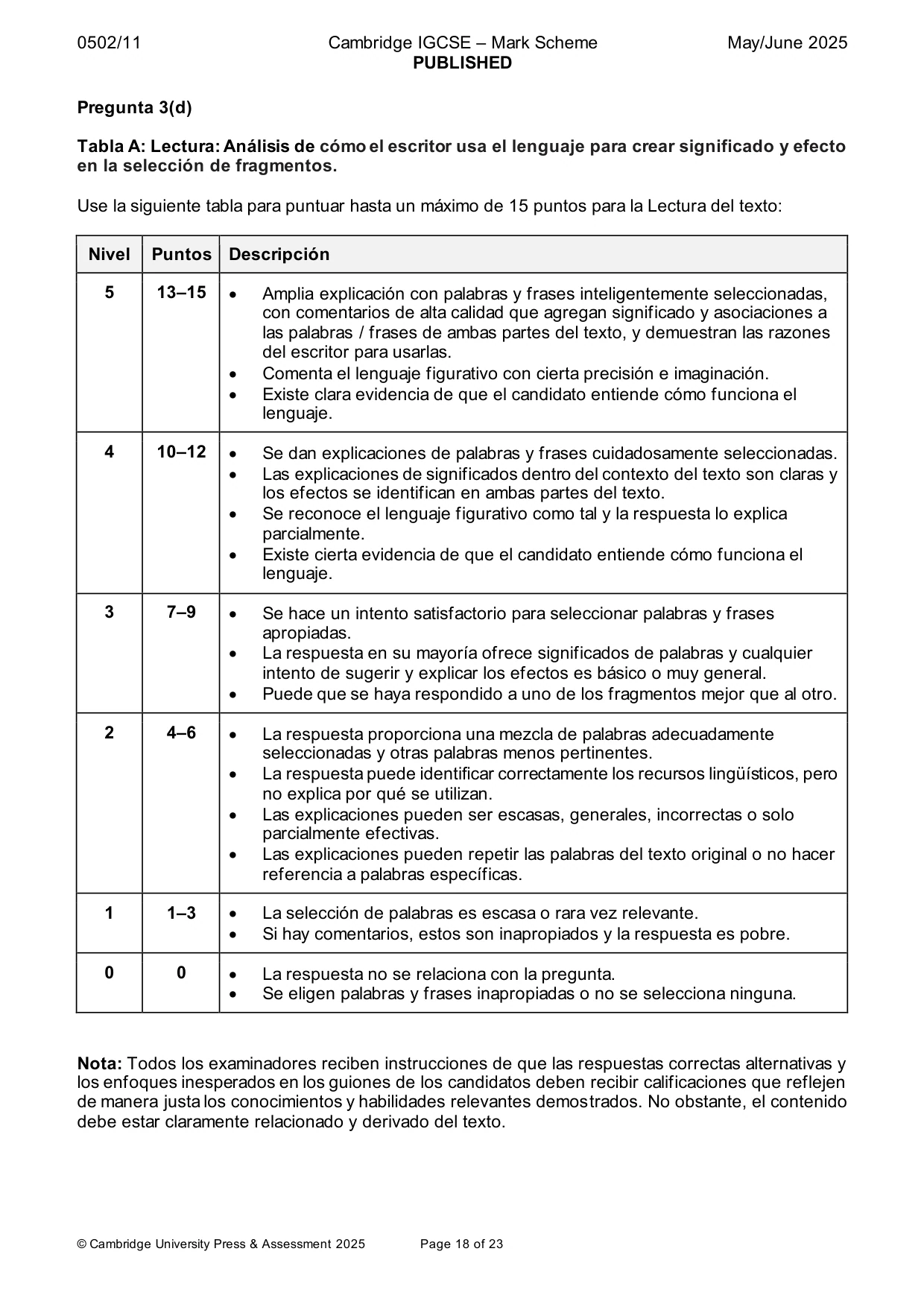 Mark scheme, page 18 of 23