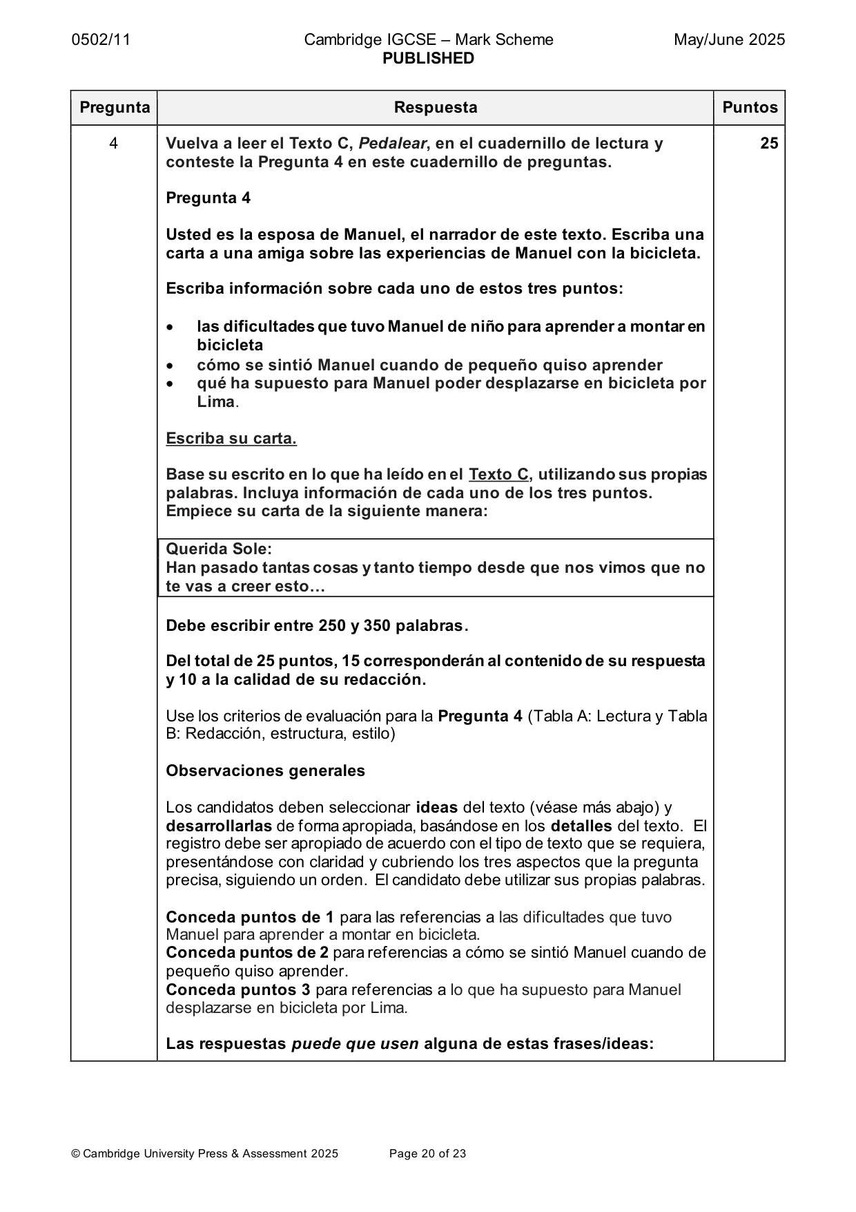 Mark scheme, page 20 of 23
