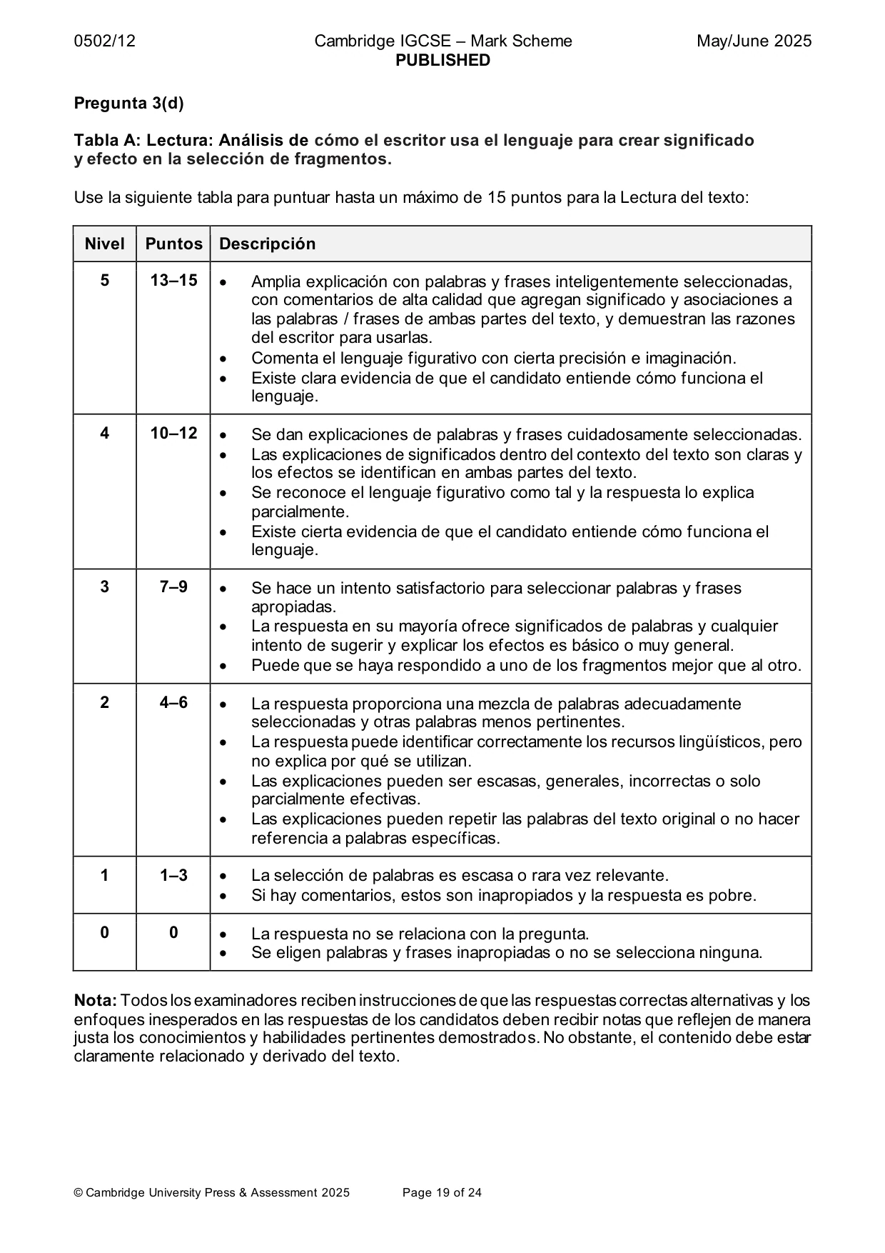 Mark scheme, page 19 of 24
