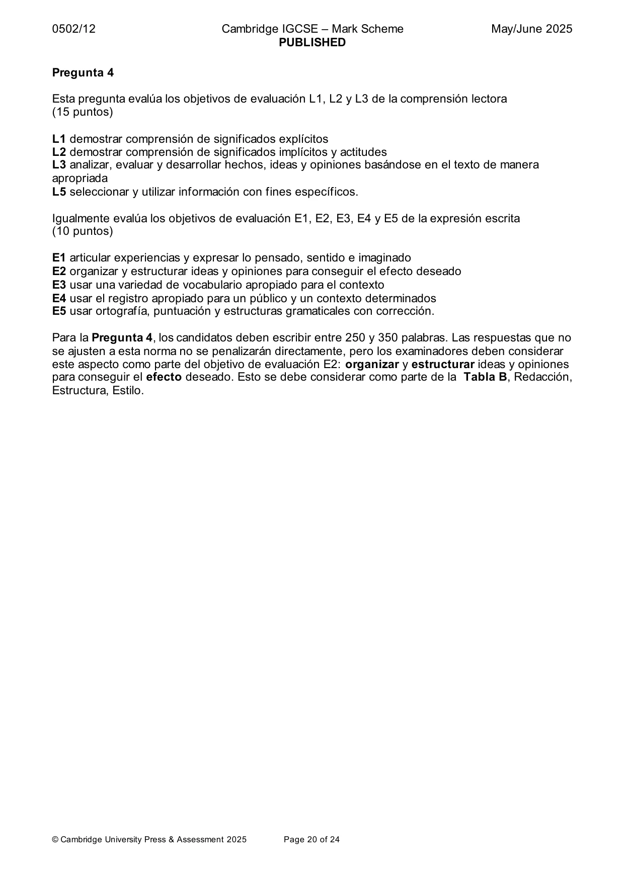 Mark scheme, page 20 of 24