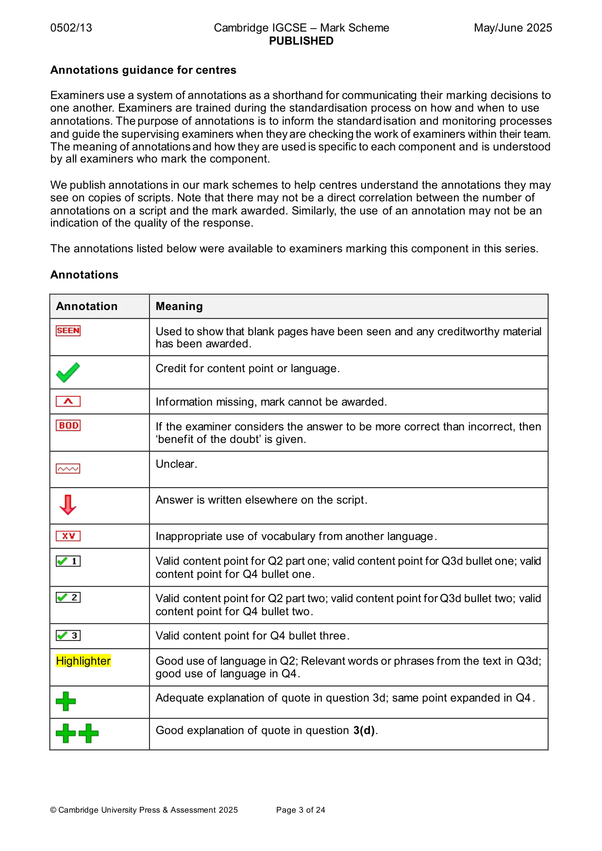 Mark scheme, page 3 of 24