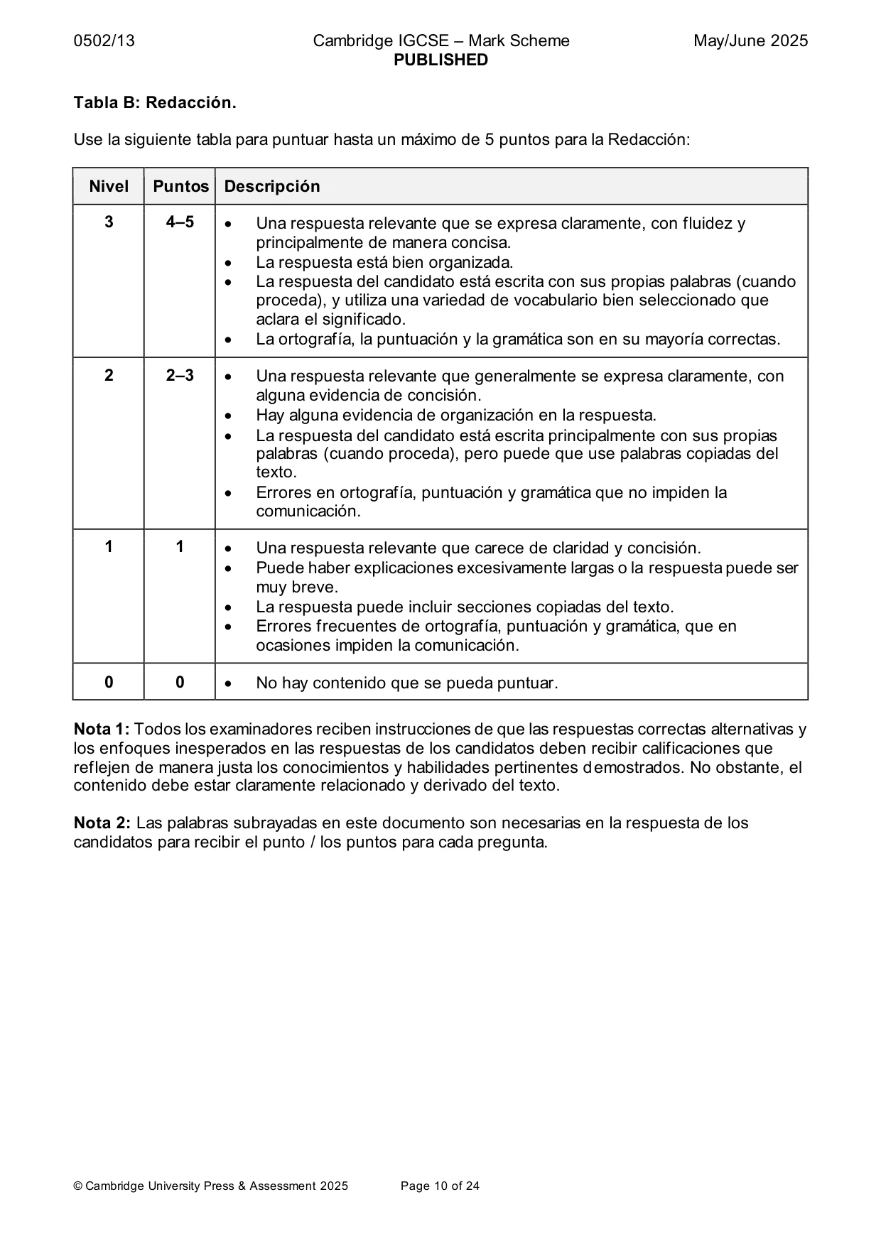 Mark scheme, page 10 of 24