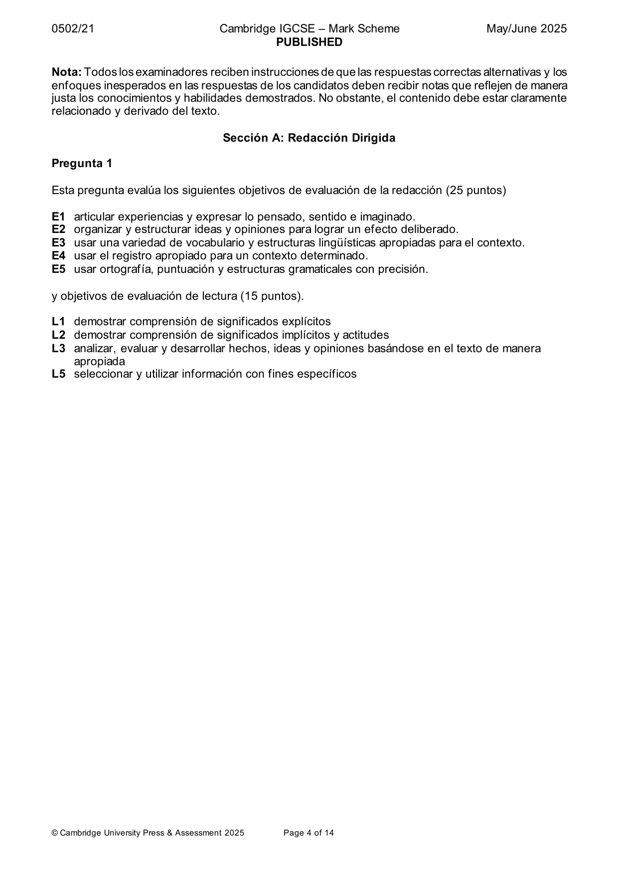 Mark scheme, page 4 of 14