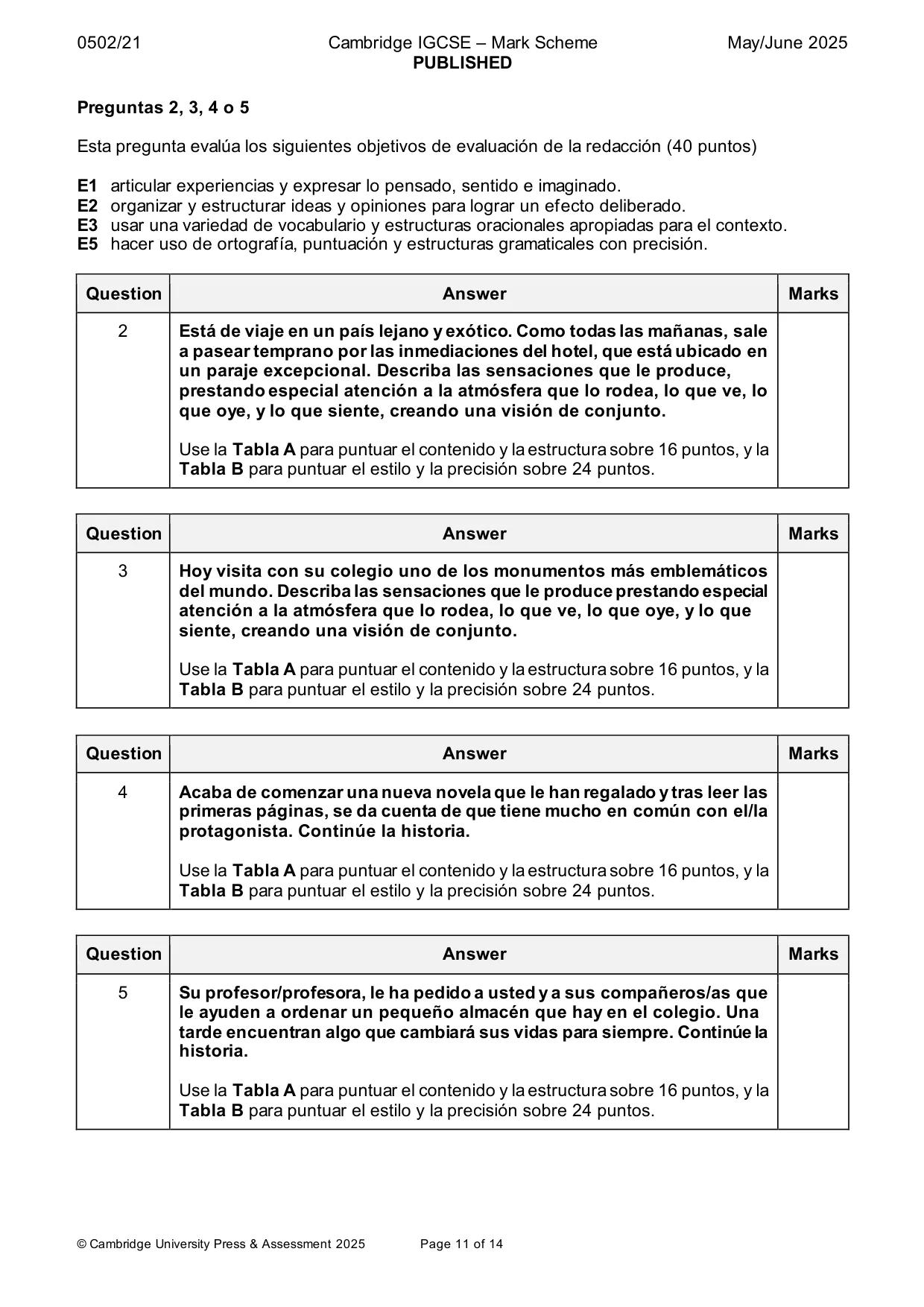 Mark scheme, page 11 of 14