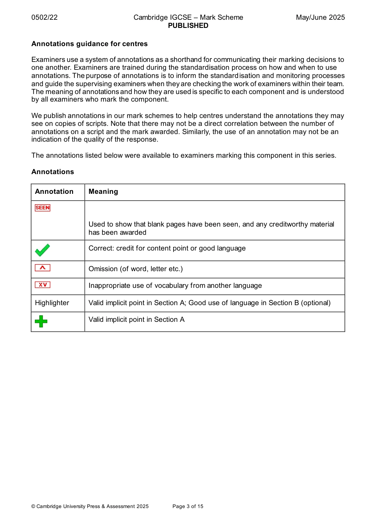 Mark scheme, page 3 of 15