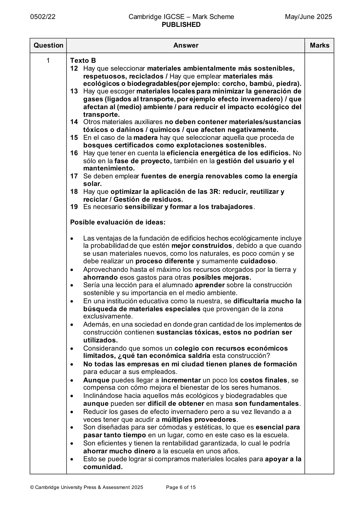 Mark scheme, page 6 of 15