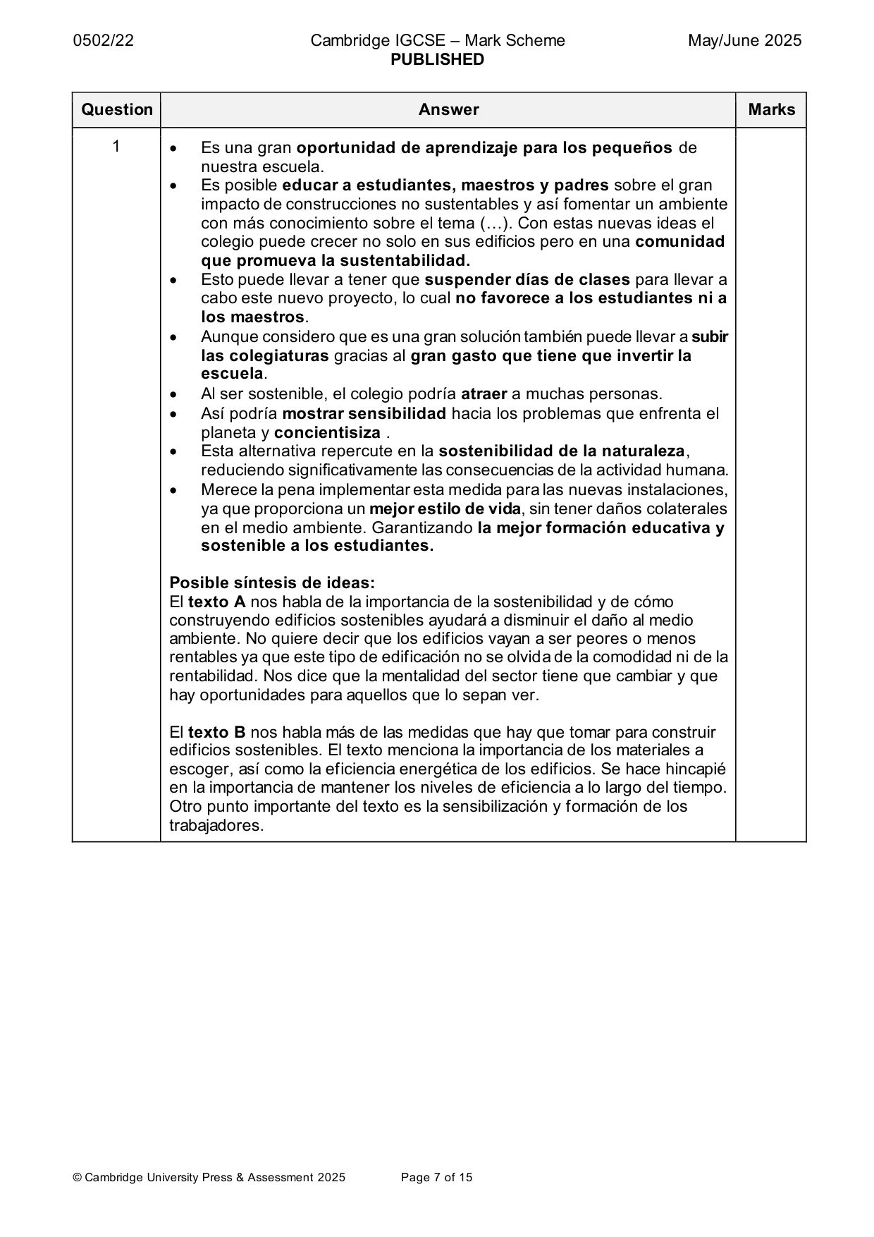 Mark scheme, page 7 of 15