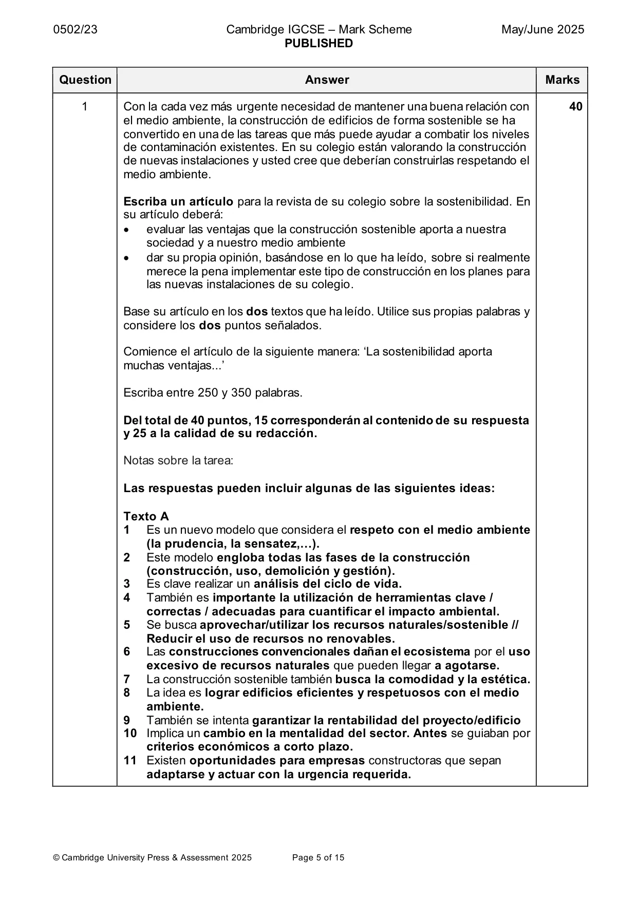 Mark scheme, page 5 of 15
