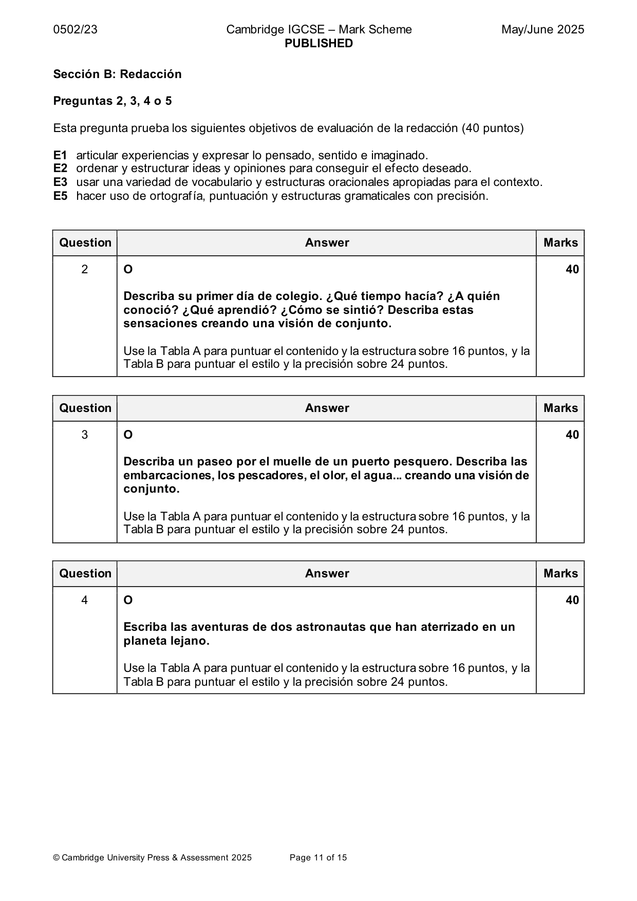 Mark scheme, page 11 of 15