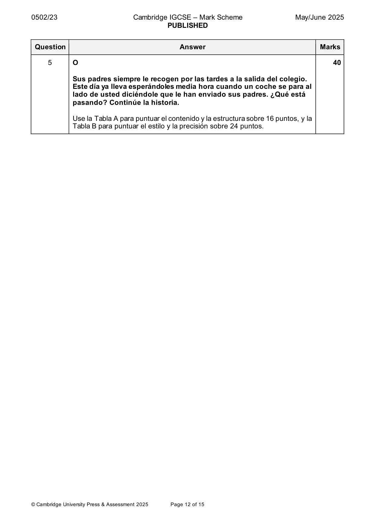 Mark scheme, page 12 of 15