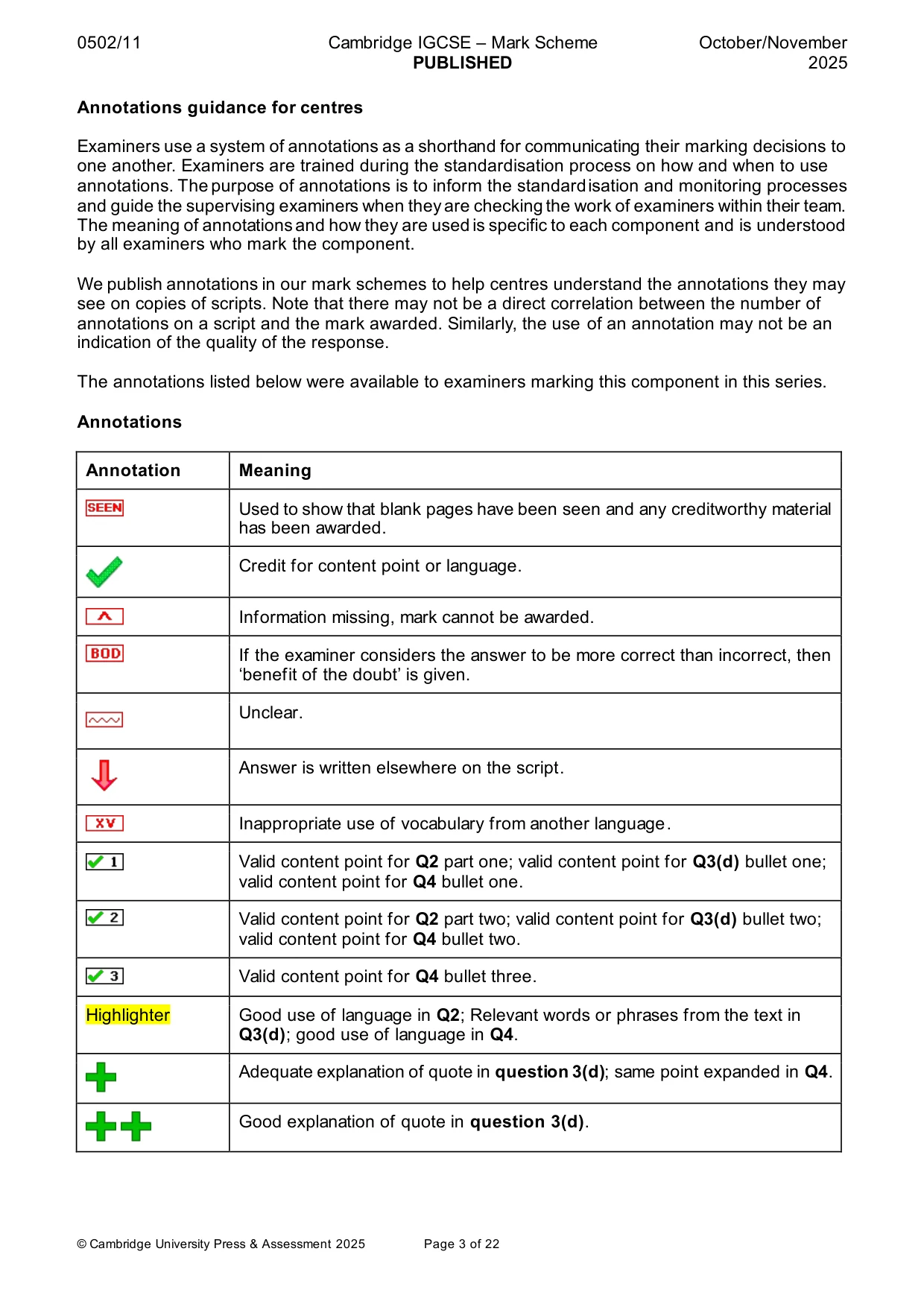 Mark scheme, page 3 of 22