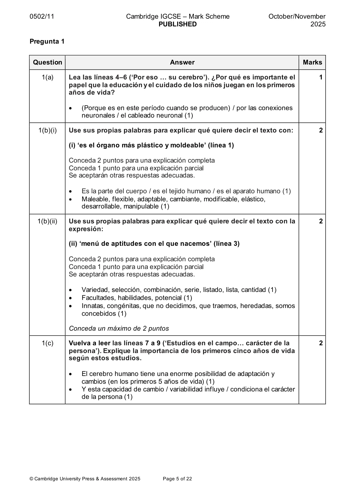 Mark scheme, page 5 of 22
