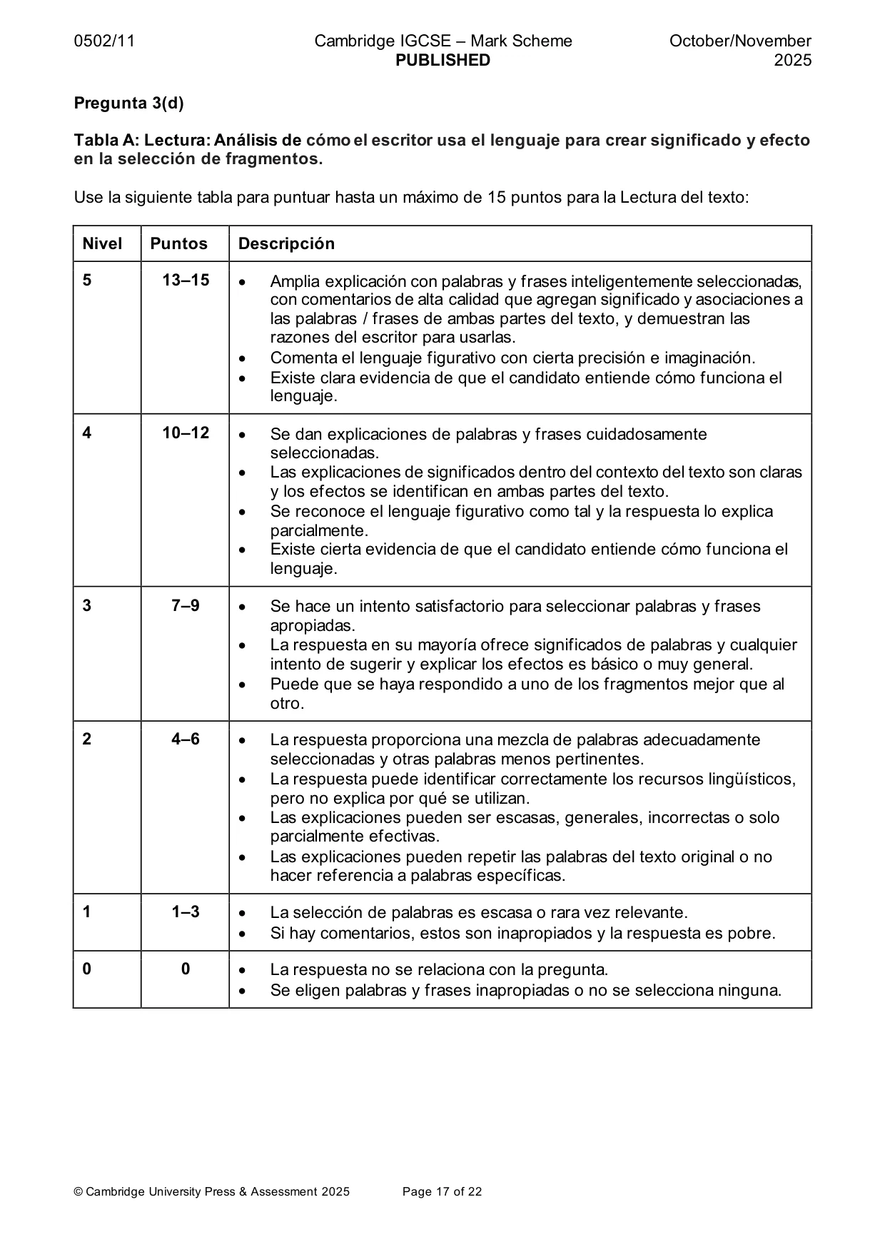 Mark scheme, page 17 of 22