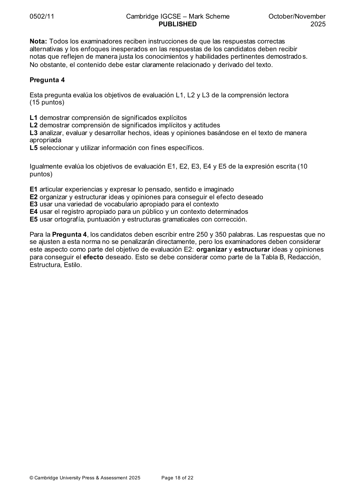 Mark scheme, page 18 of 22