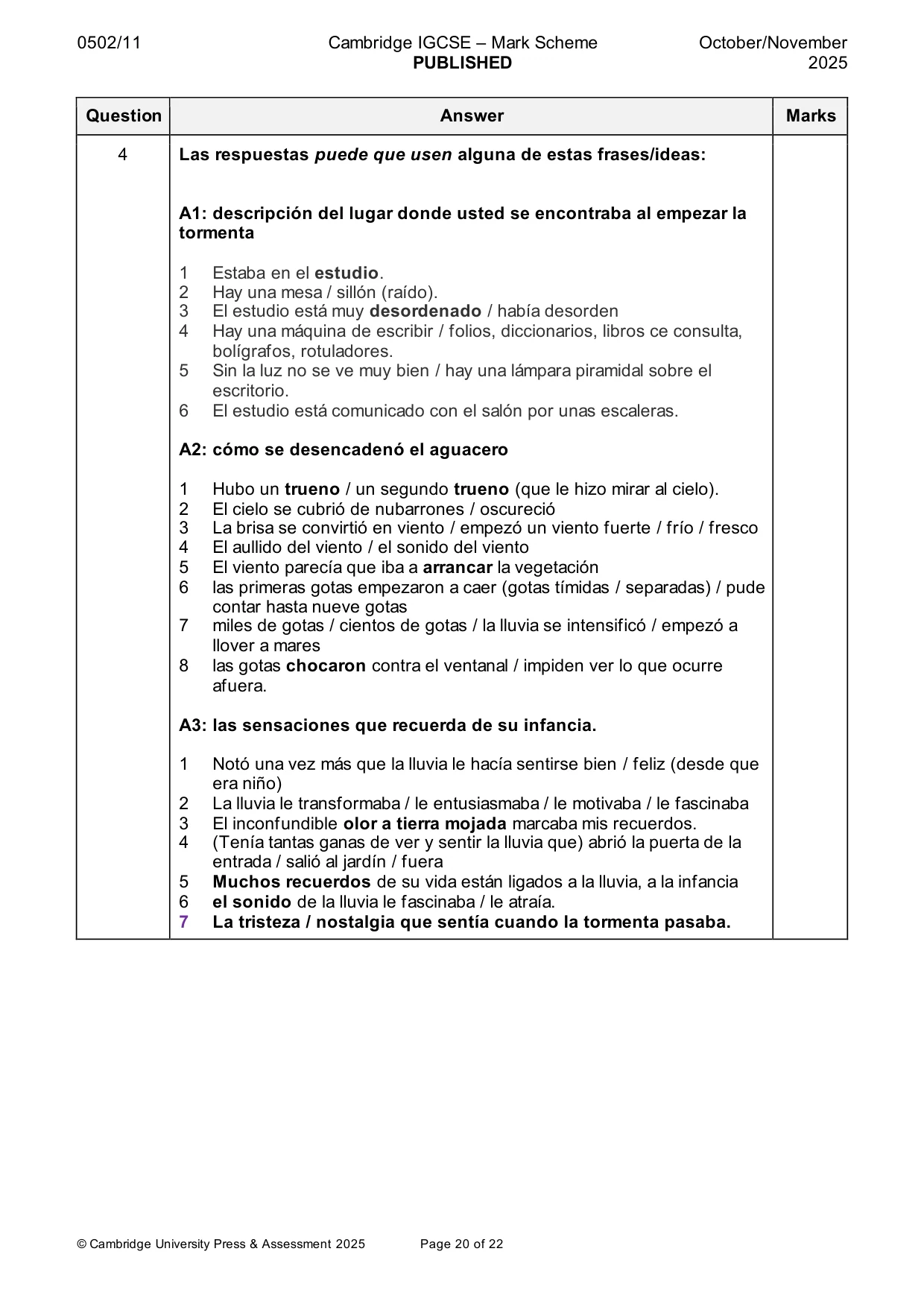 Mark scheme, page 20 of 22