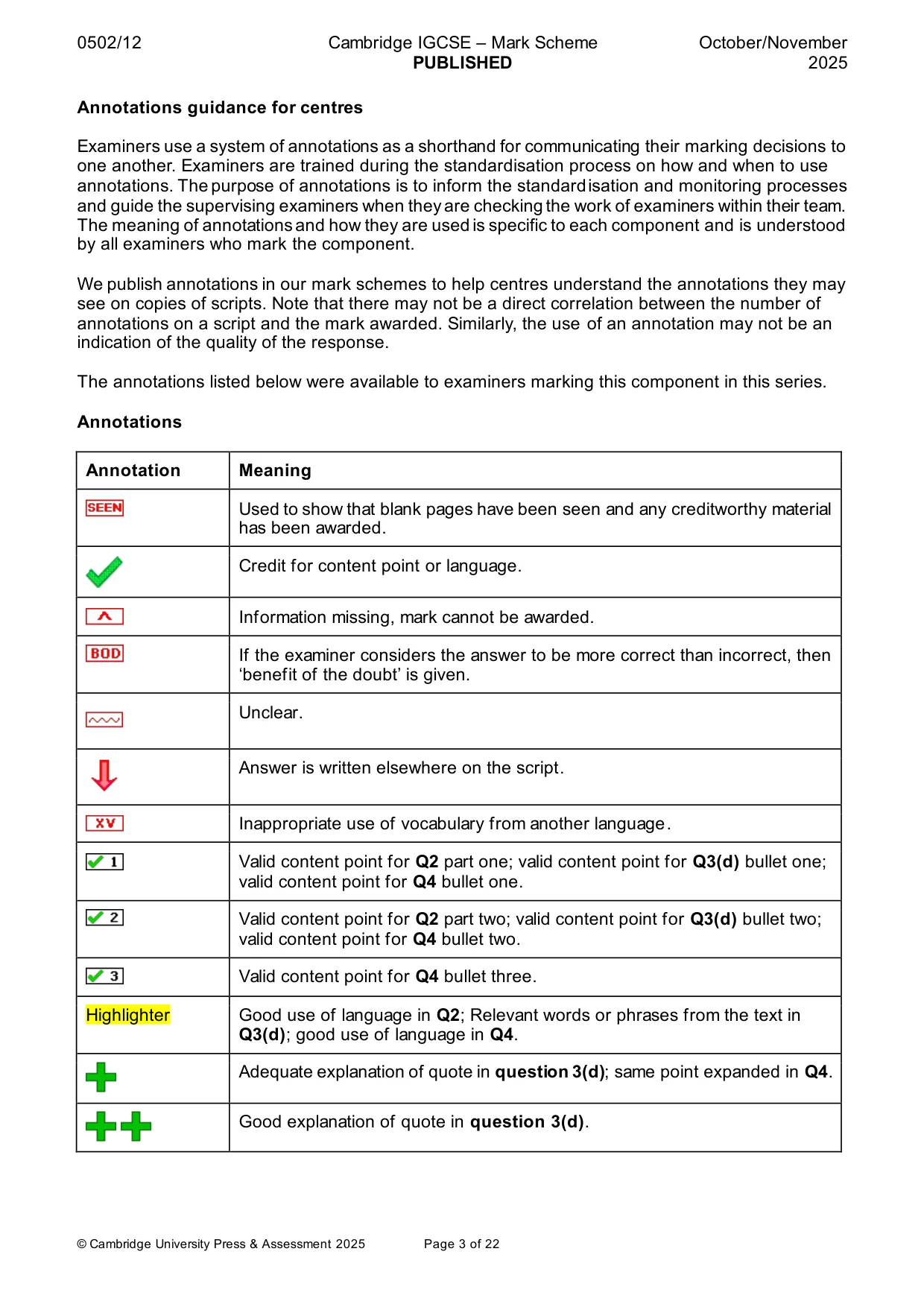 Mark scheme, page 3 of 22
