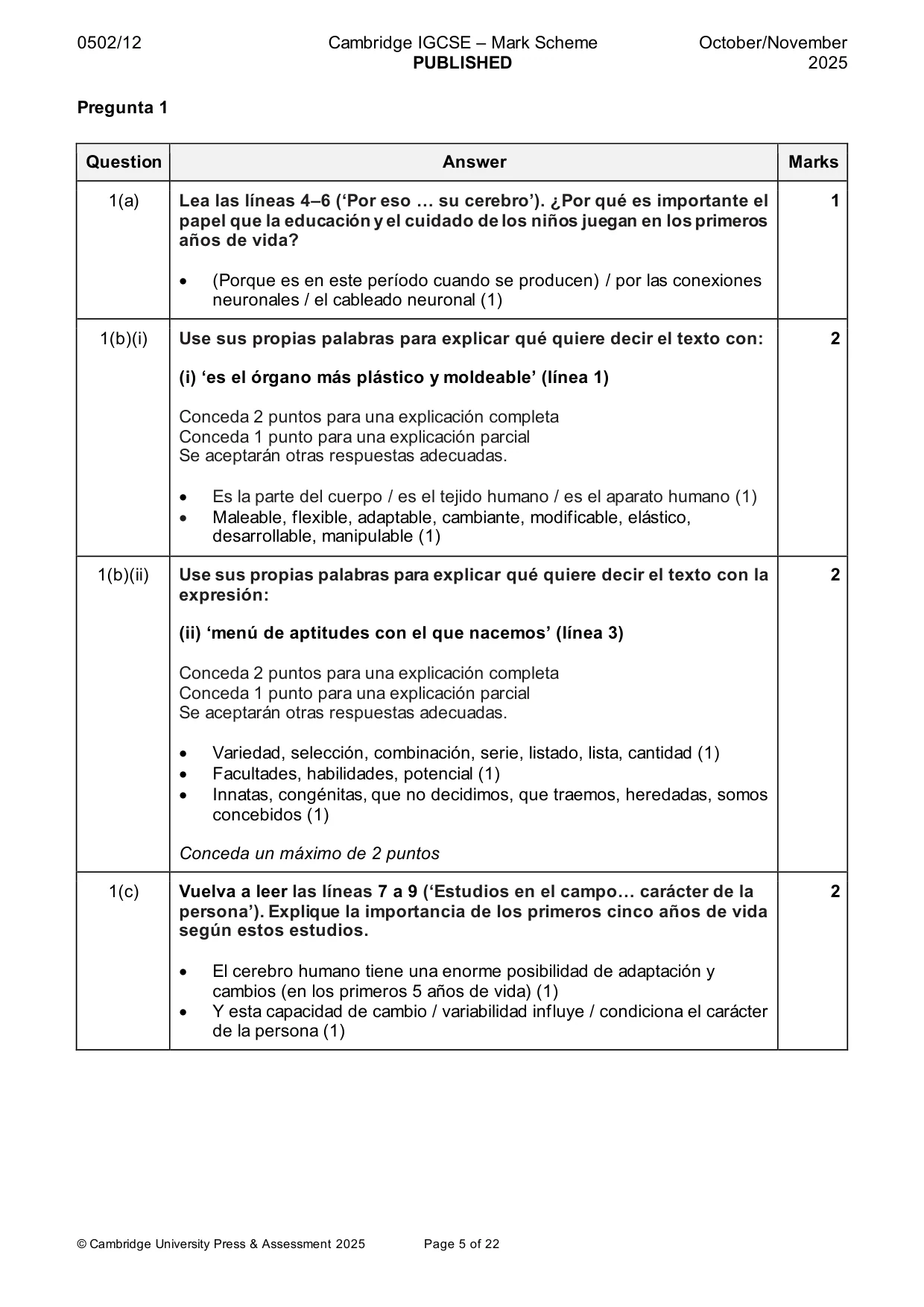 Mark scheme, page 5 of 22