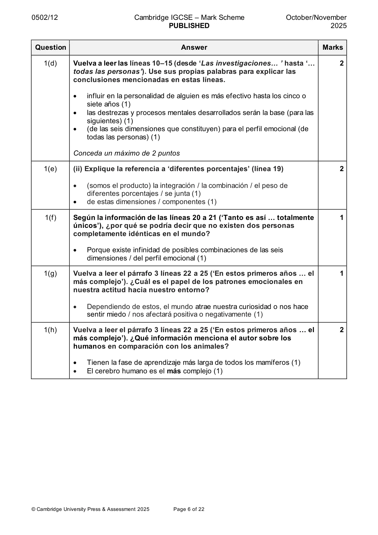 Mark scheme, page 6 of 22