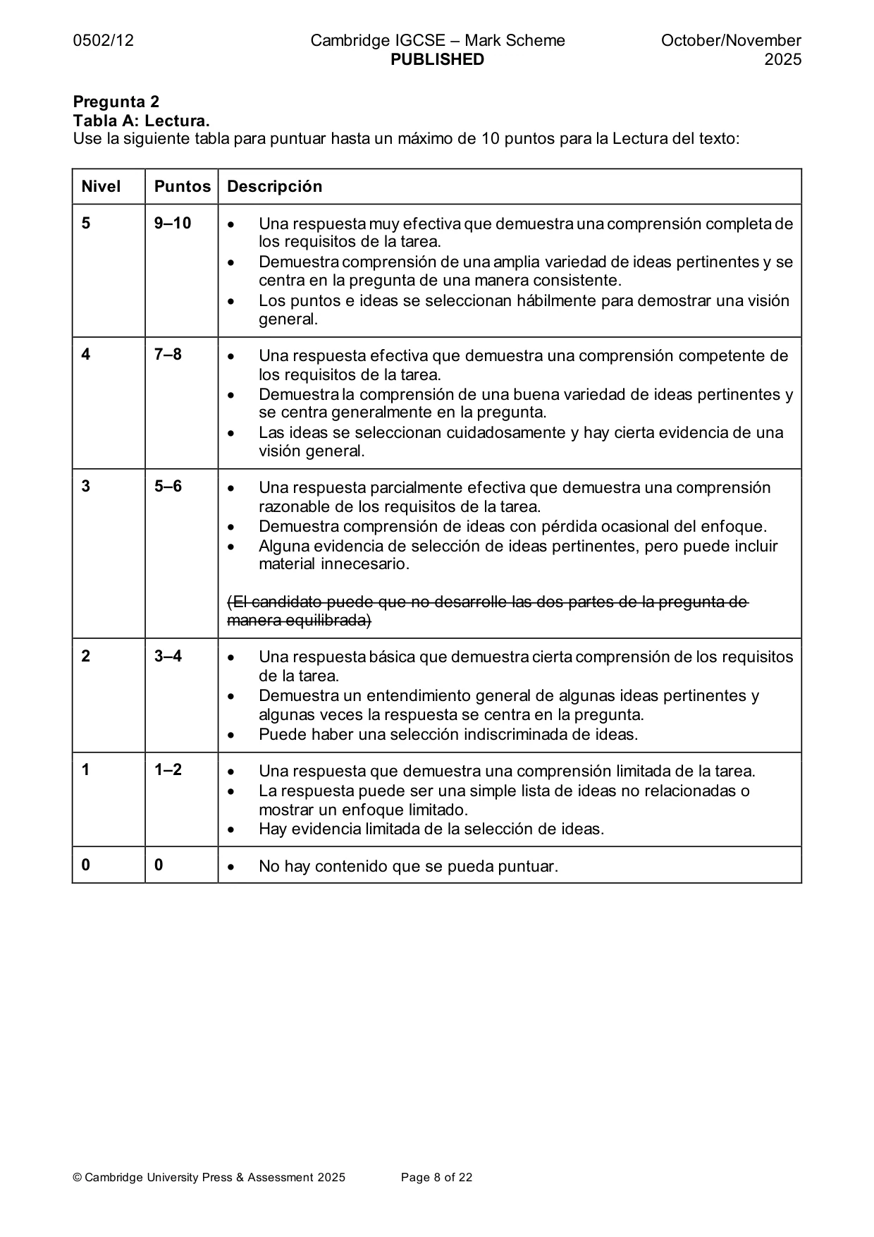 Mark scheme, page 8 of 22