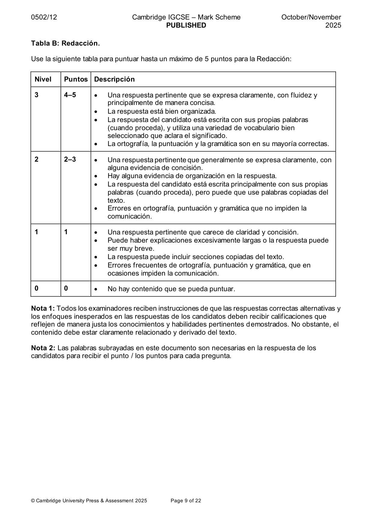 Mark scheme, page 9 of 22