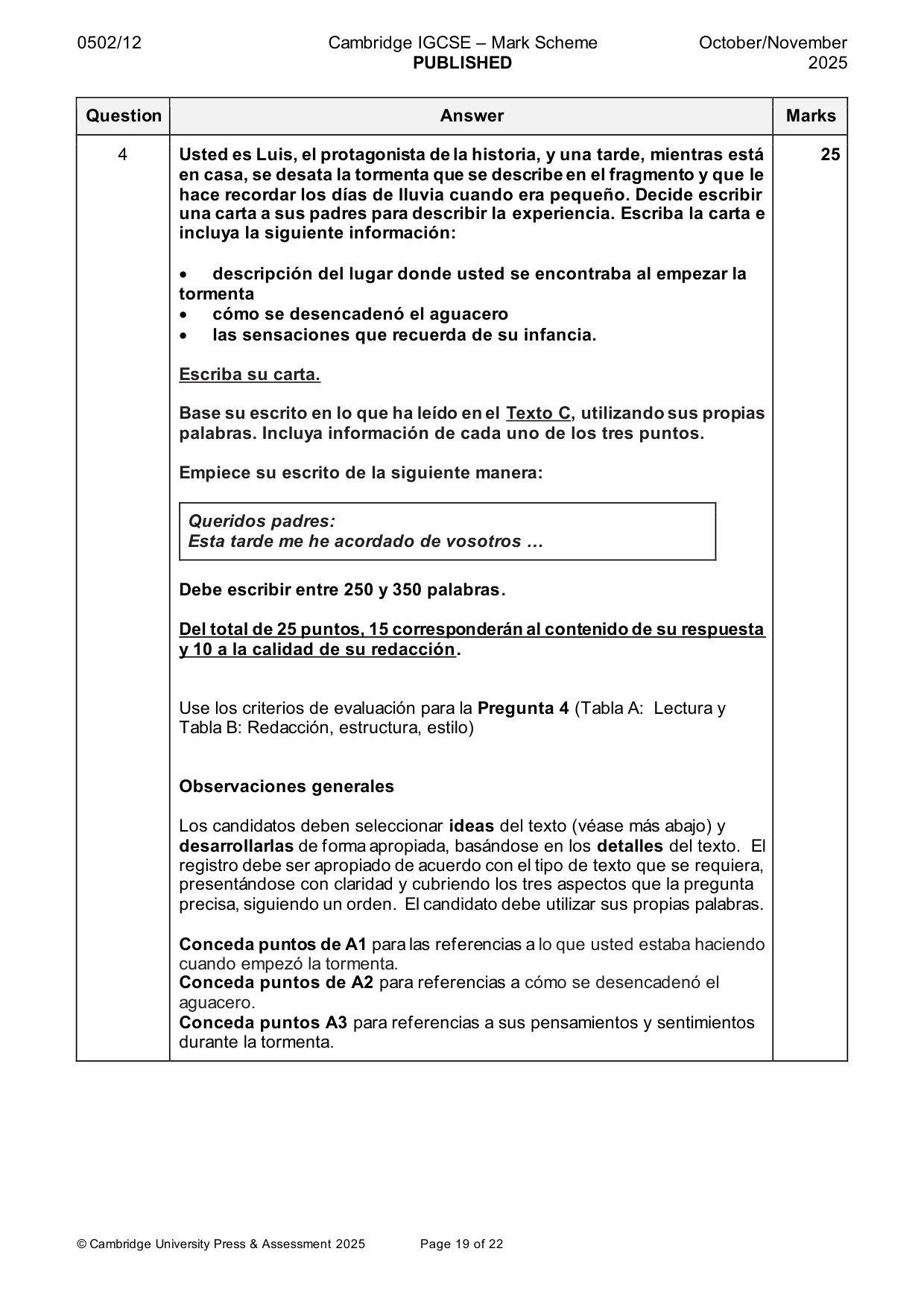 Mark scheme, page 19 of 22