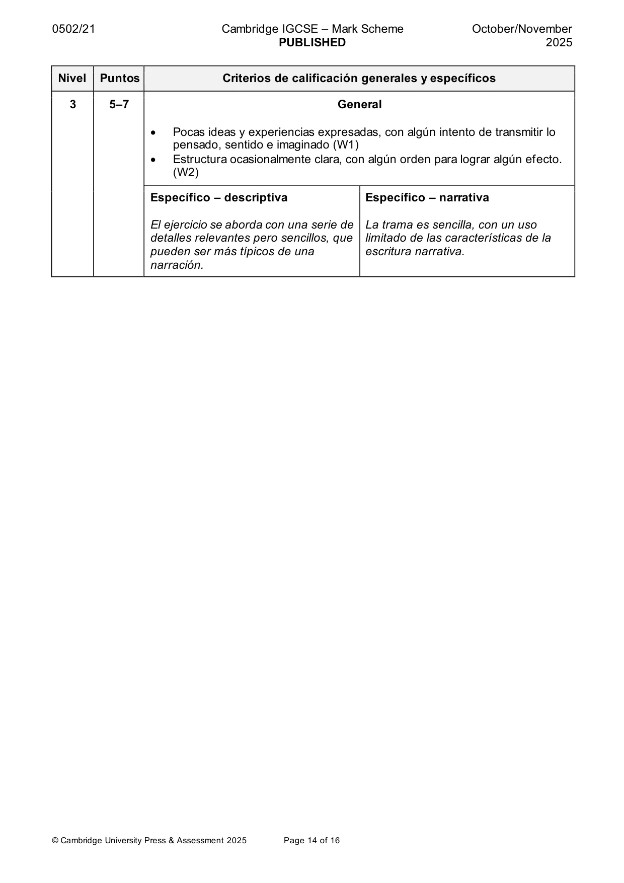 Mark scheme, page 14 of 16