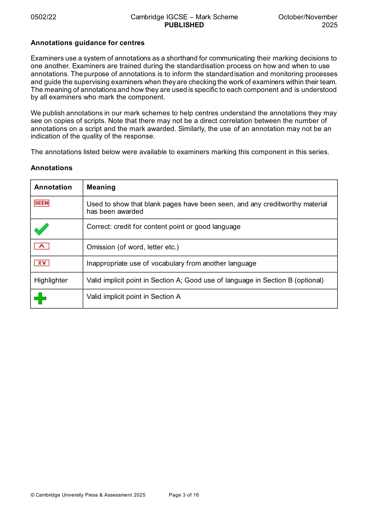 Mark scheme, page 3 of 16