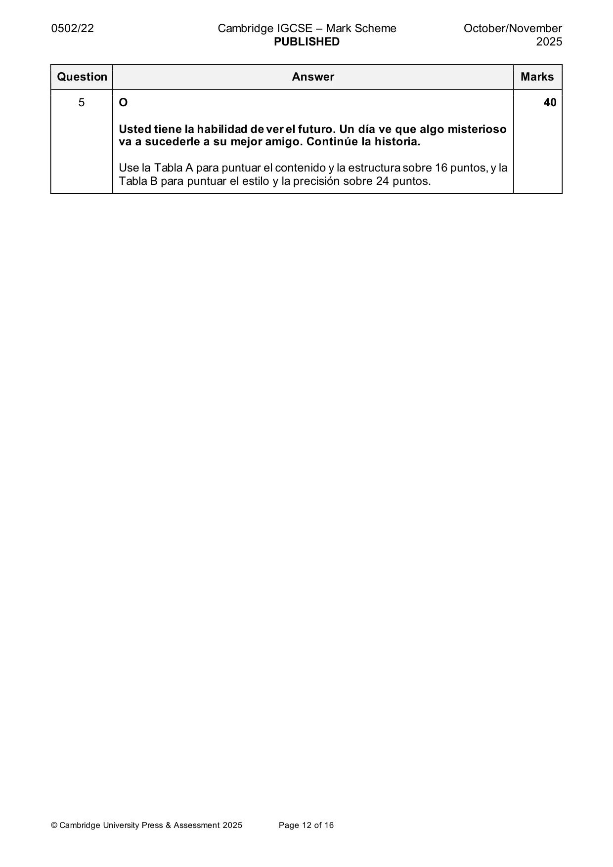 Mark scheme, page 12 of 16