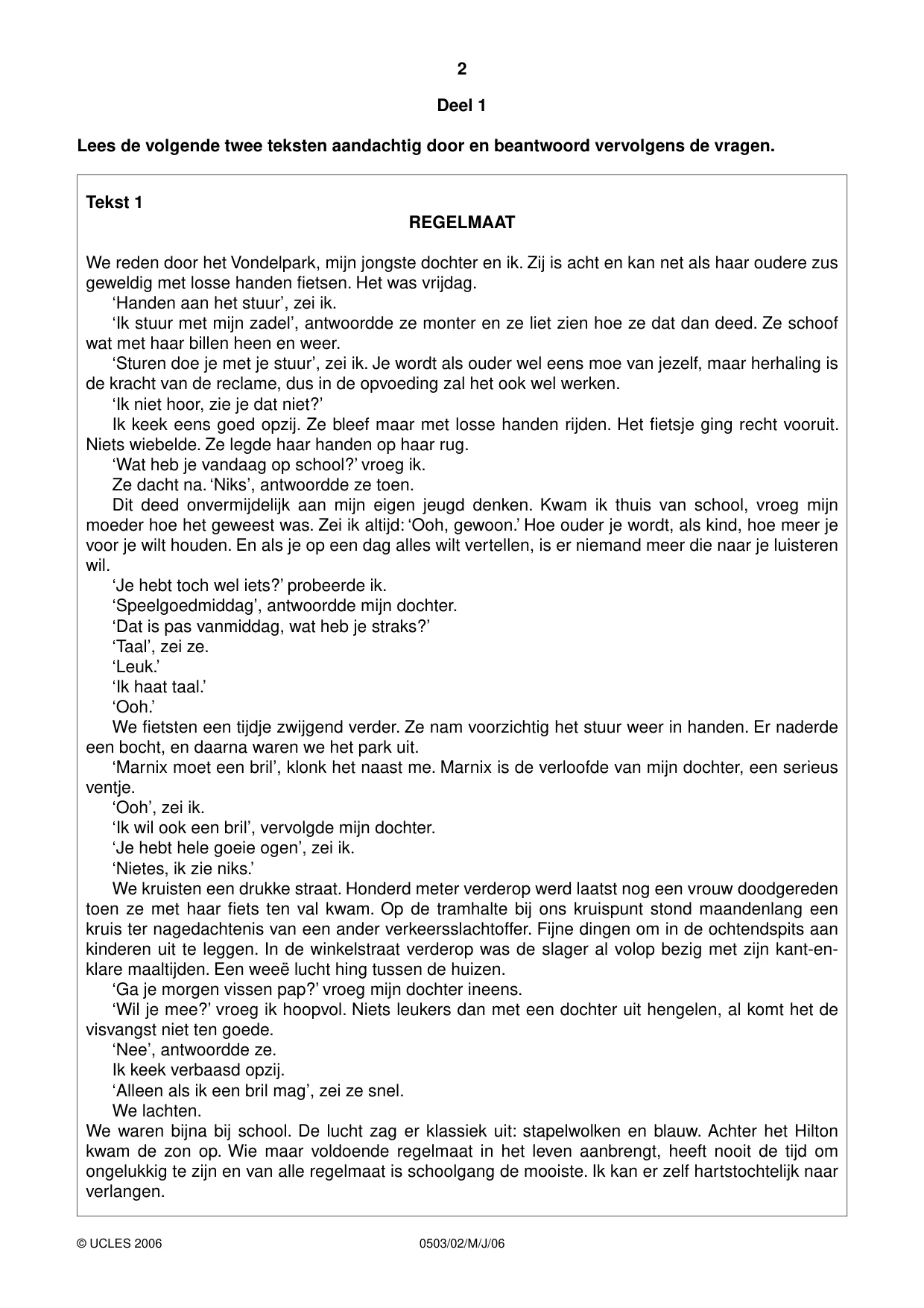 Cambridge IGCSE Dutch - First Language 0503 2006 May/June Paper 2 · Variant 1 question paper, page 2 of 4
