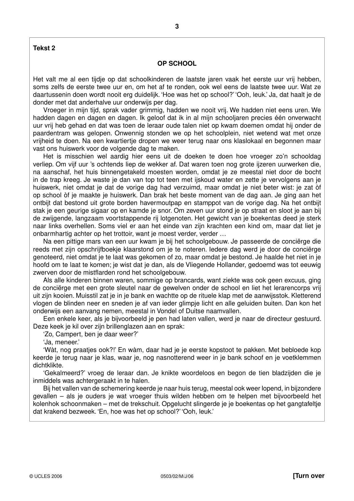 Cambridge IGCSE Dutch - First Language 0503 2006 May/June Paper 2 · Variant 1 question paper, page 3 of 4