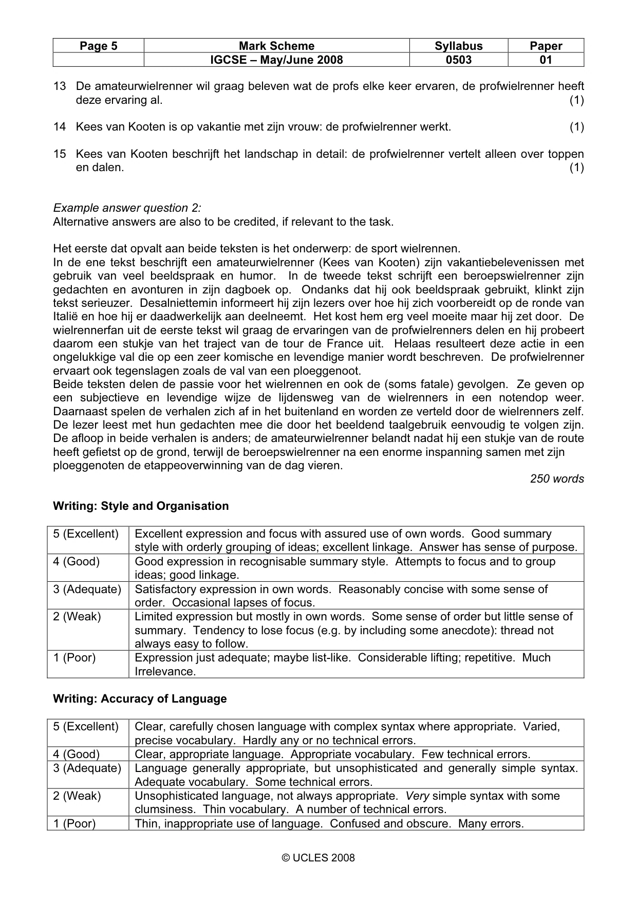 Mark scheme, page 5 of 7