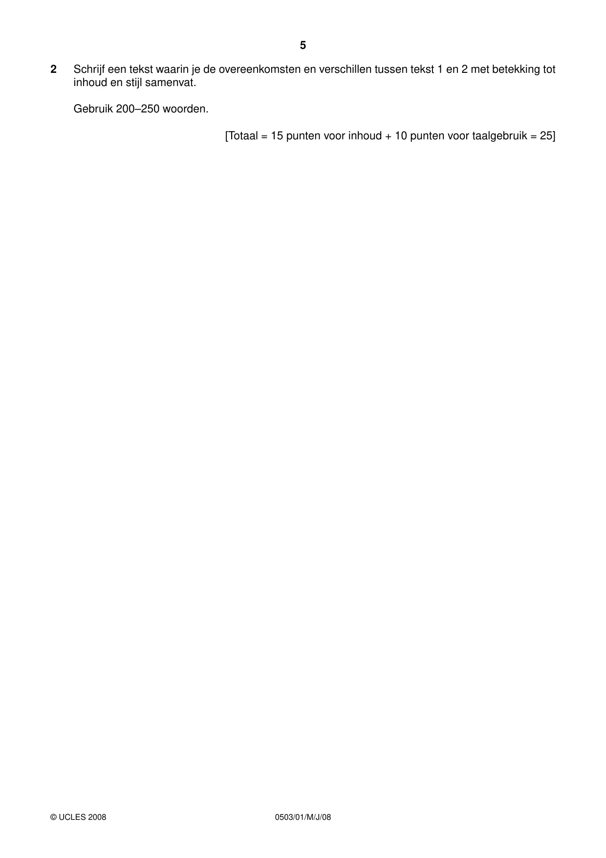 Cambridge IGCSE Dutch - First Language 0503 2008 May/June Paper 1 · Variant 1 question paper, page 5 of 8