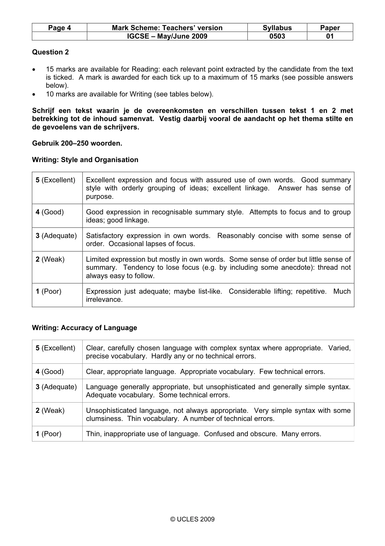 Mark scheme, page 4 of 6