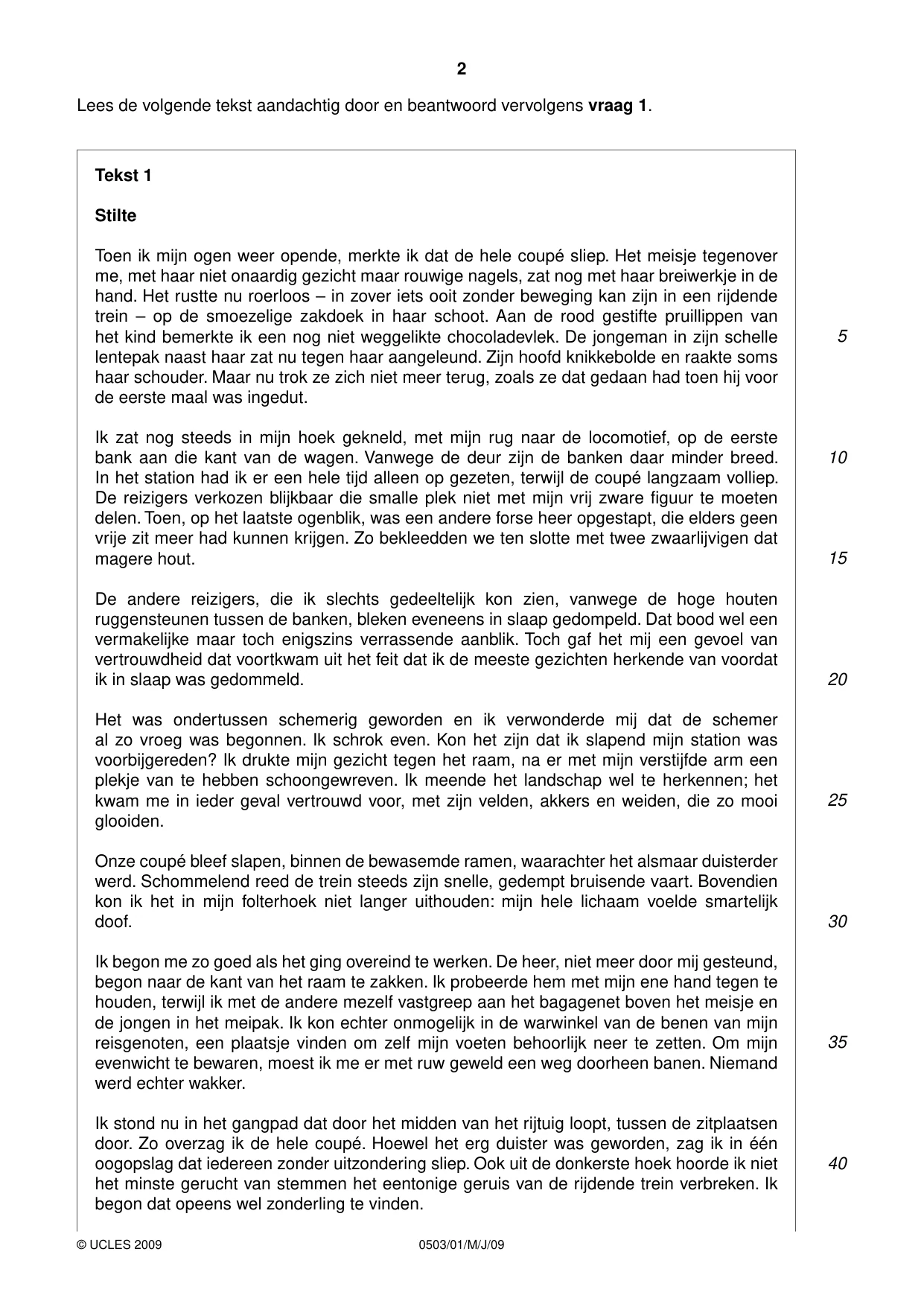 Cambridge IGCSE Dutch - First Language 0503 2009 May/June Paper 1 · Variant 1 question paper, page 2 of 8