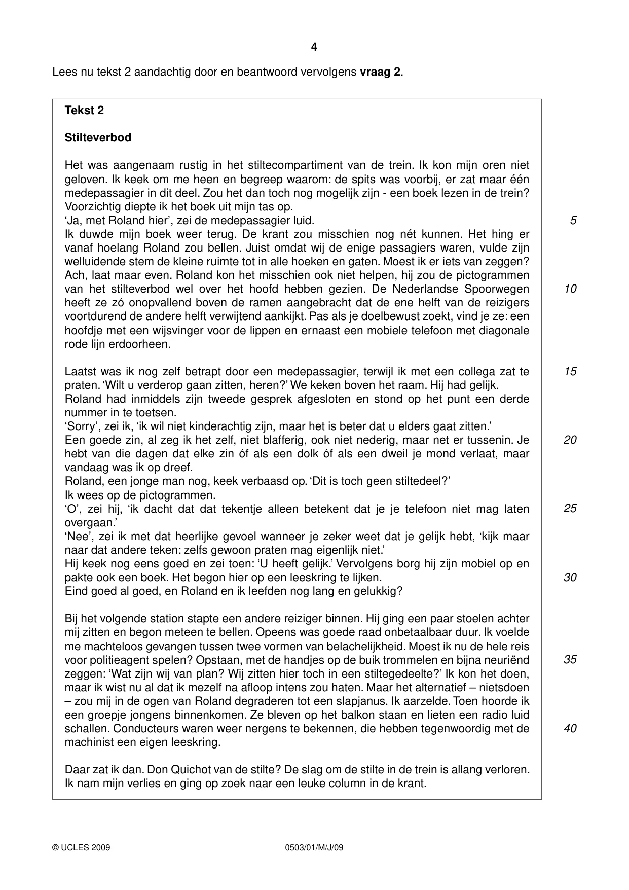 Cambridge IGCSE Dutch - First Language 0503 2009 May/June Paper 1 · Variant 1 question paper, page 4 of 8