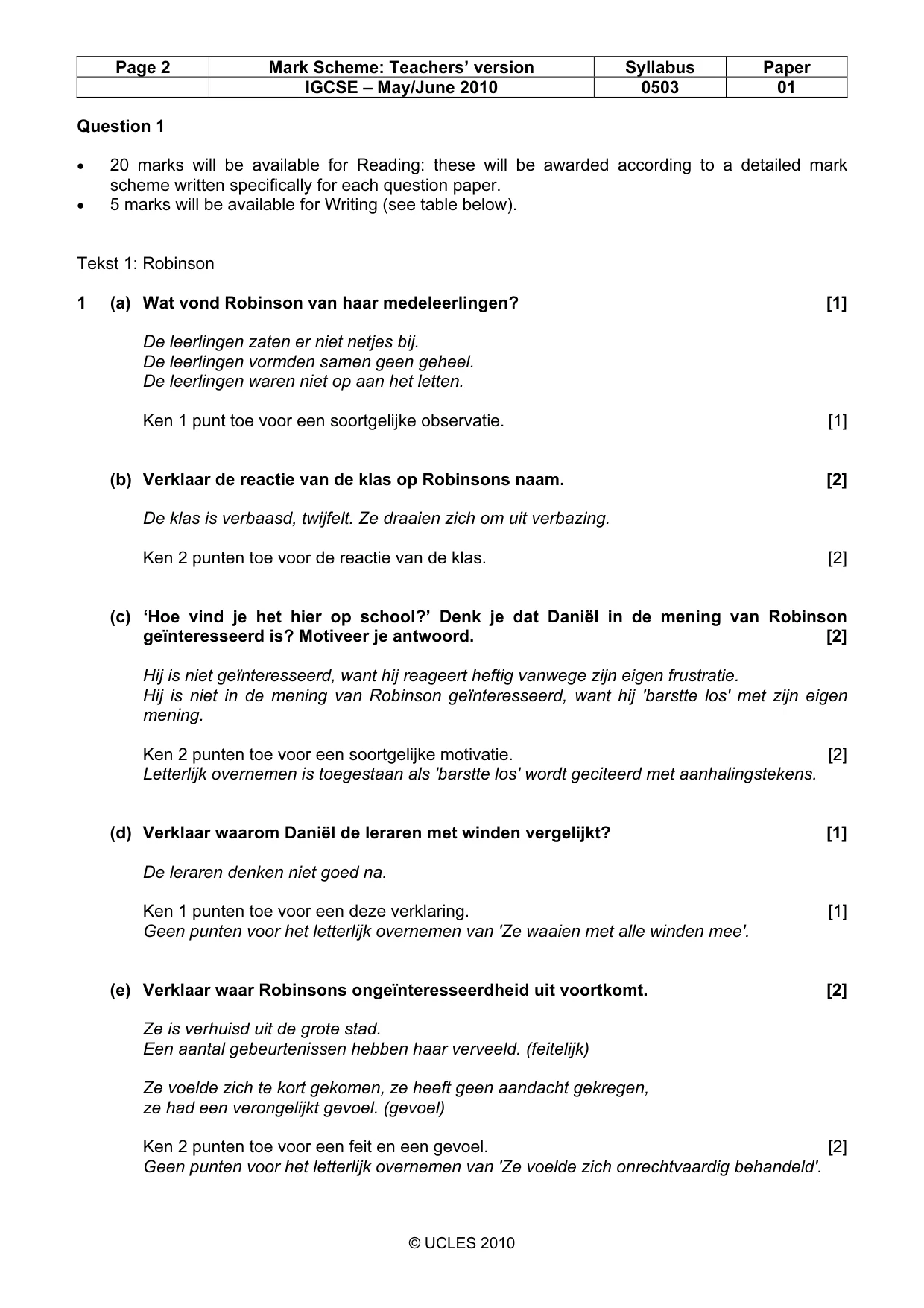 Mark scheme, page 2 of 6
