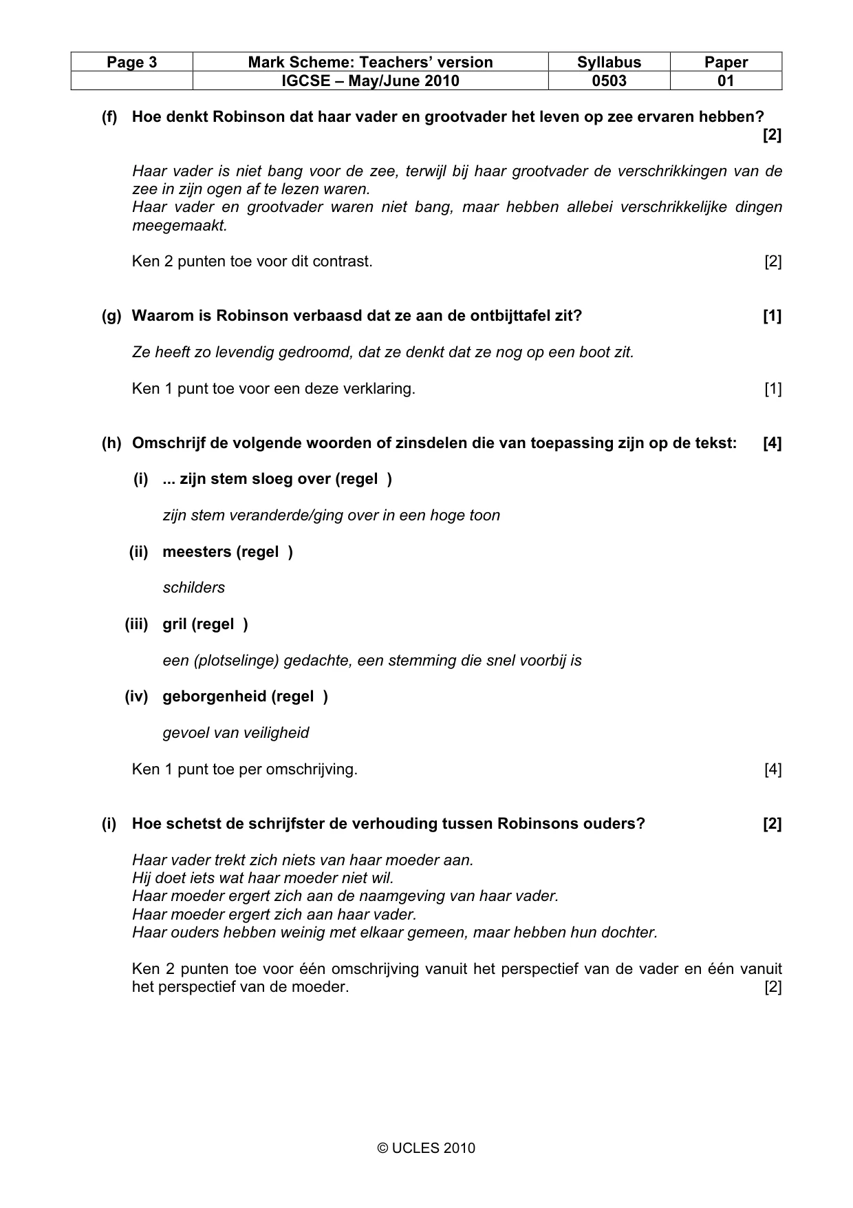 Mark scheme, page 3 of 6