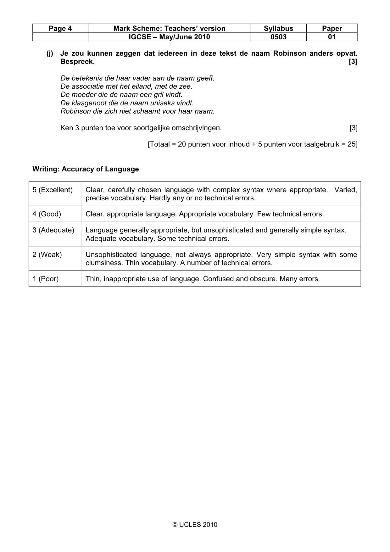 Mark scheme, page 4 of 6