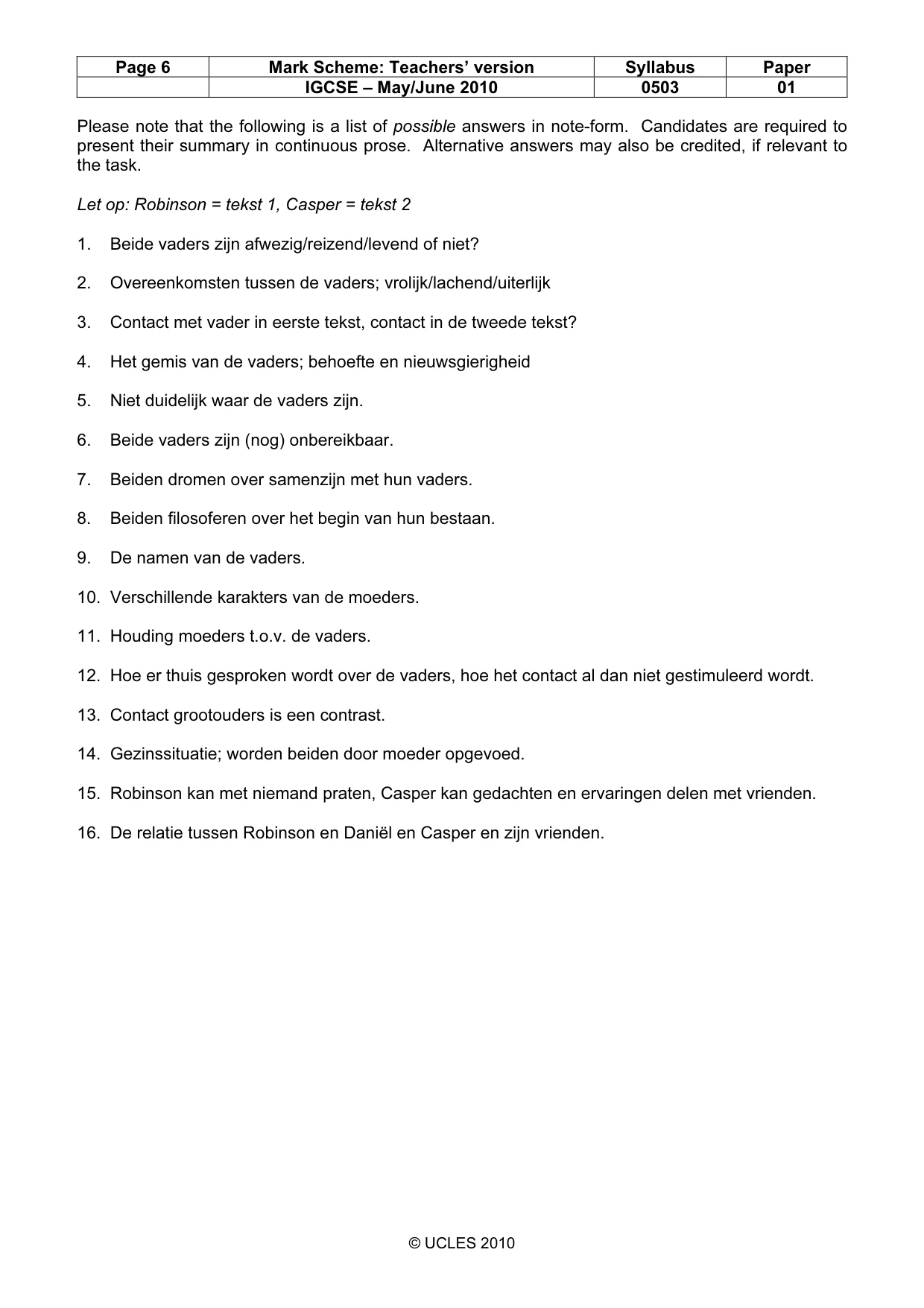 Mark scheme, page 6 of 6