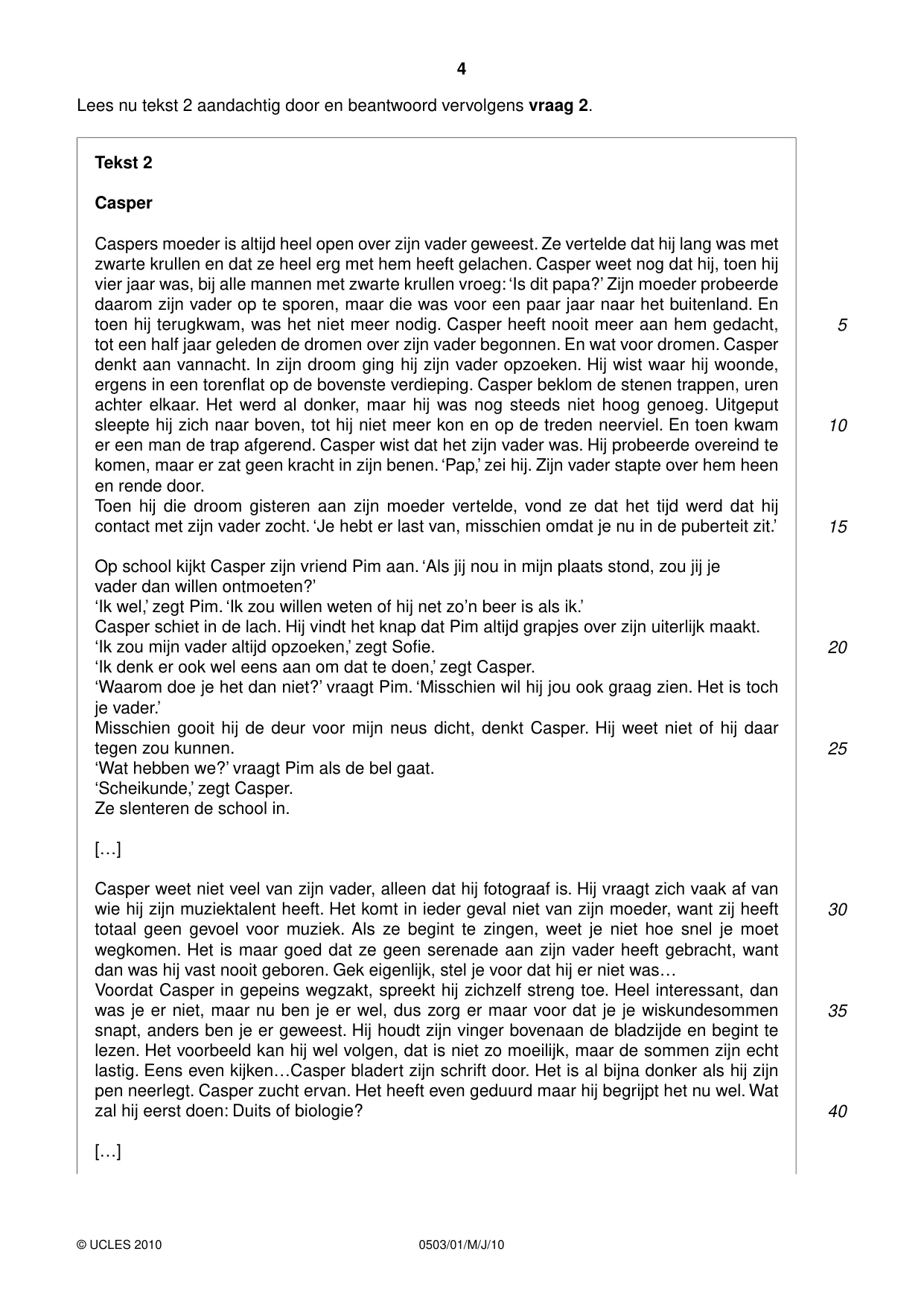 Cambridge IGCSE Dutch - First Language 0503 2010 May/June Paper 1 · Variant 1 question paper, page 4 of 8