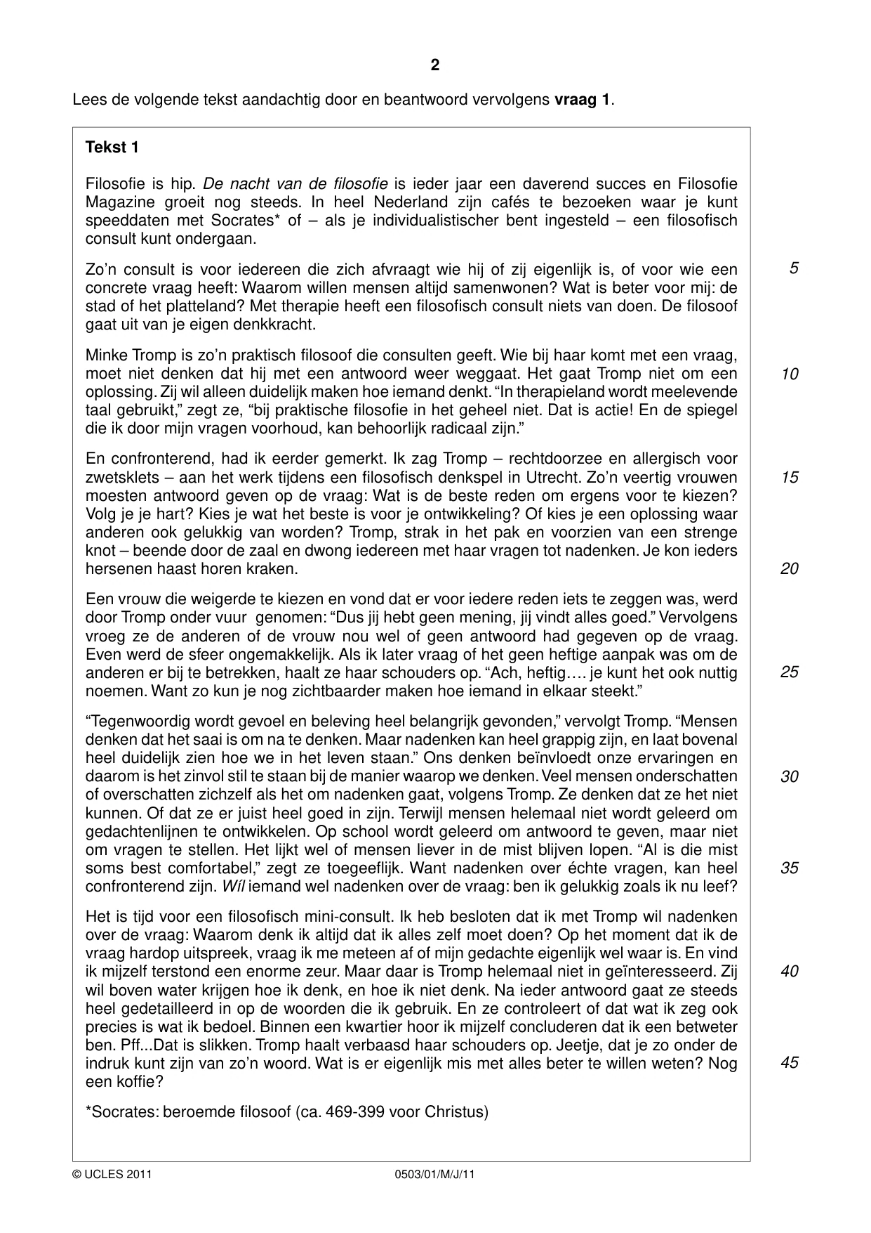 Cambridge IGCSE Dutch - First Language 0503 2011 May/June Paper 1 · Variant 1 question paper, page 2 of 8