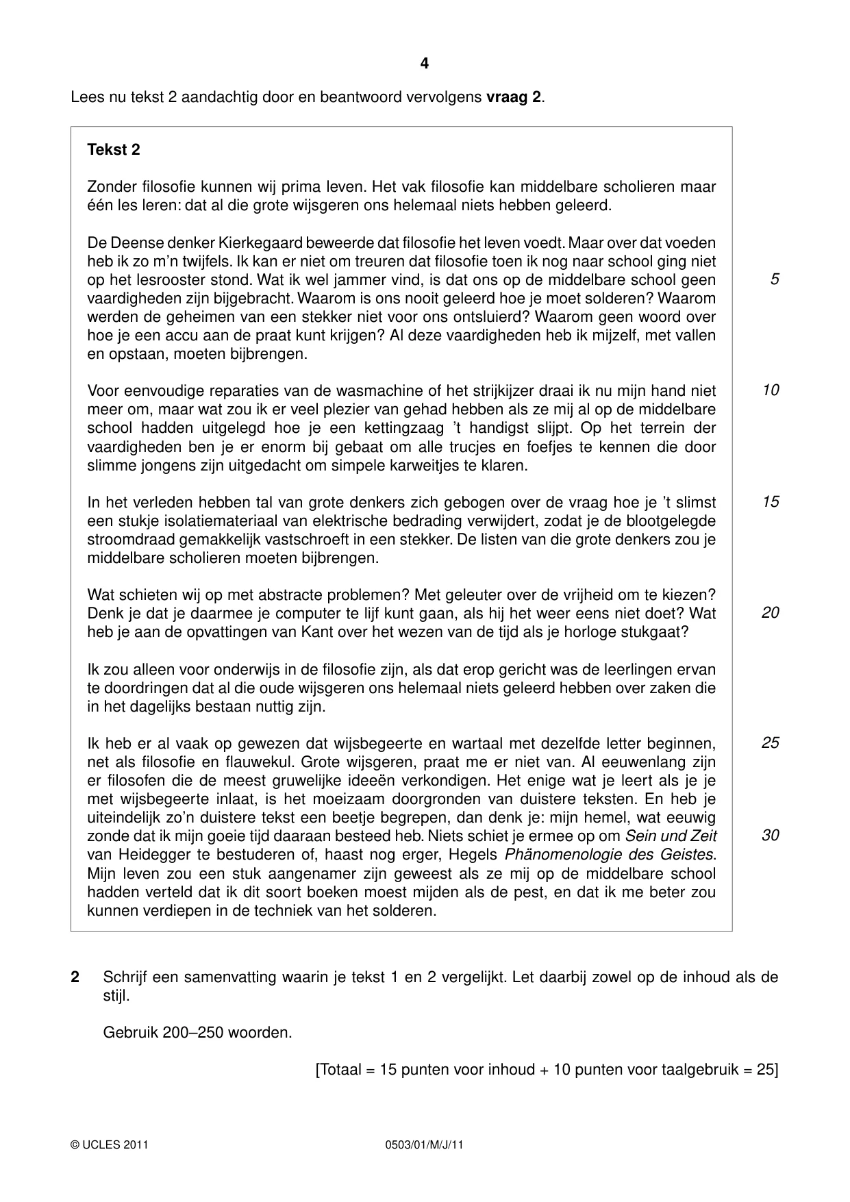 Cambridge IGCSE Dutch - First Language 0503 2011 May/June Paper 1 · Variant 1 question paper, page 4 of 8