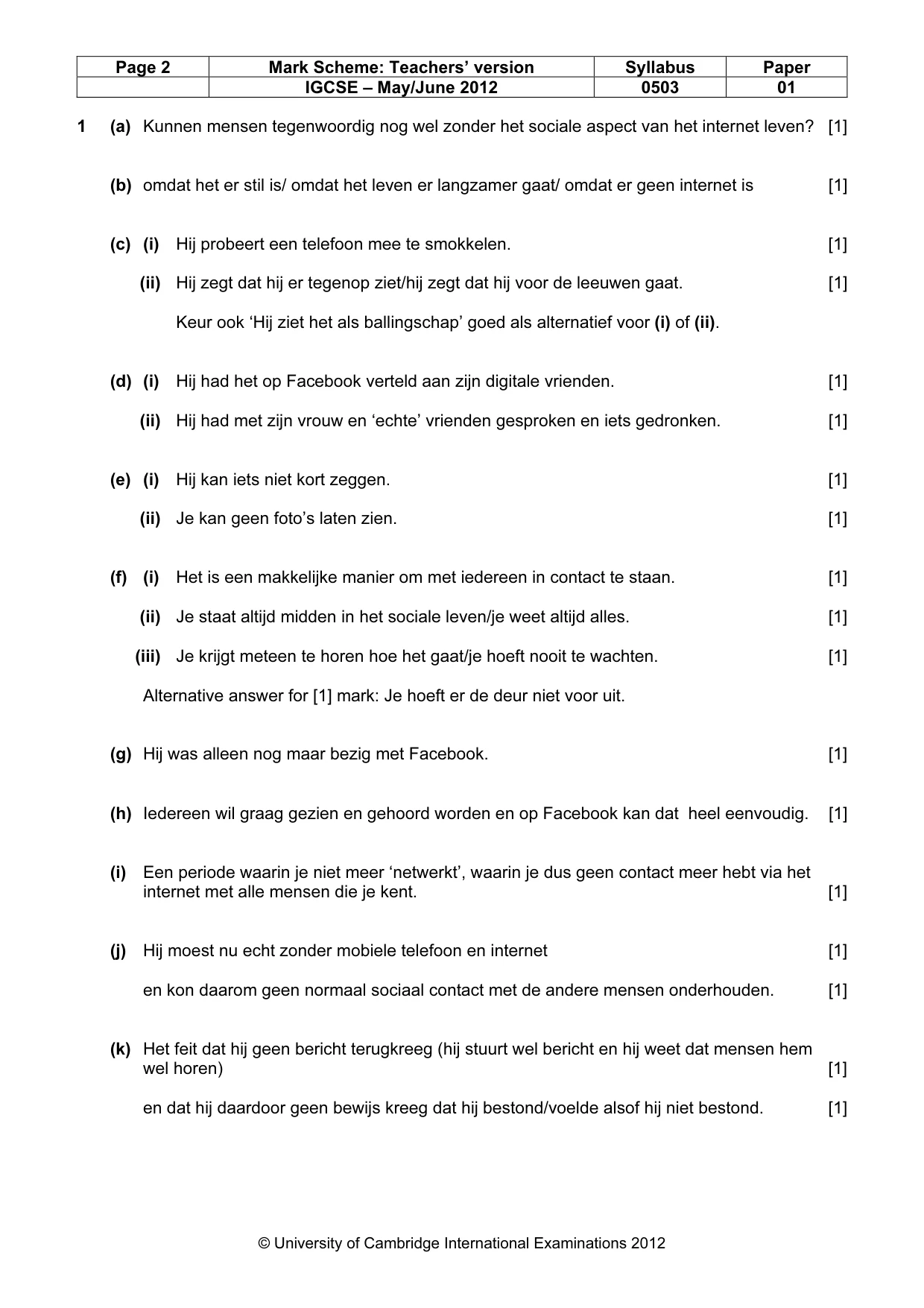 Mark scheme, page 2 of 5