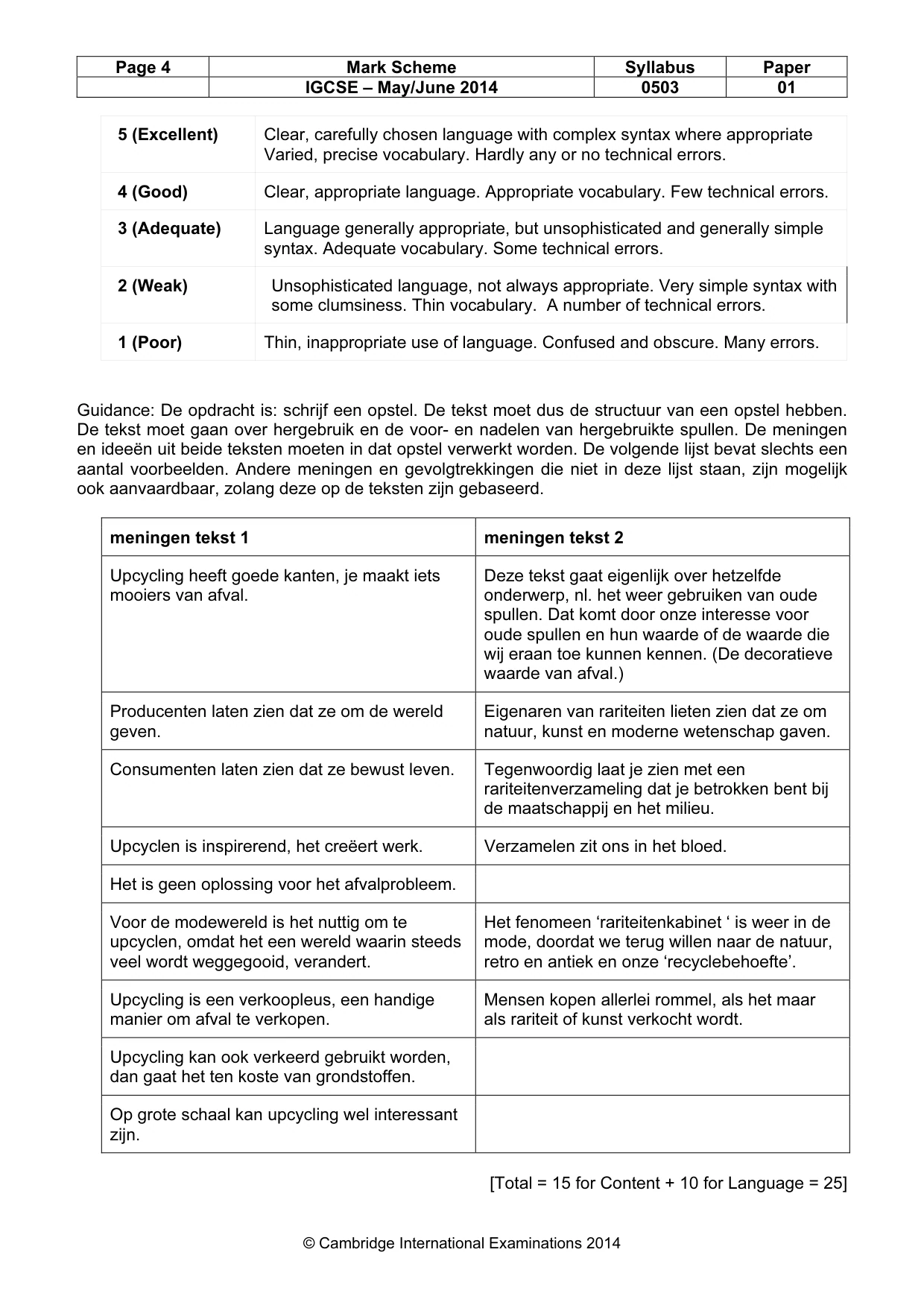 Mark scheme, page 4 of 4