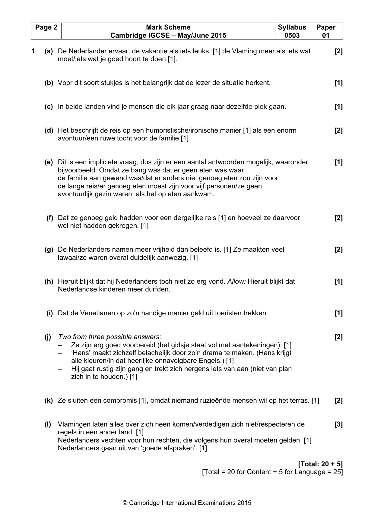 Mark scheme, page 2 of 5