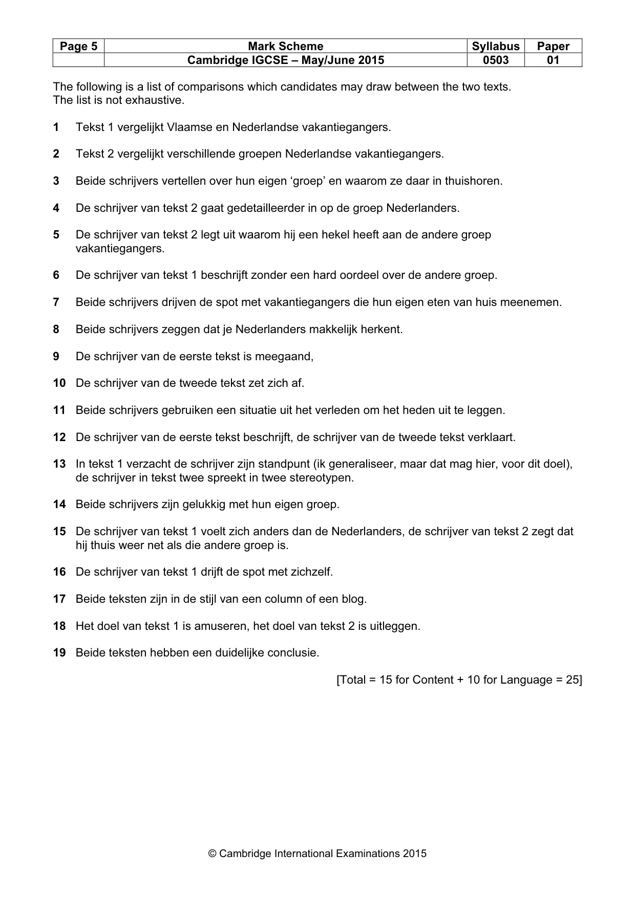 Mark scheme, page 5 of 5