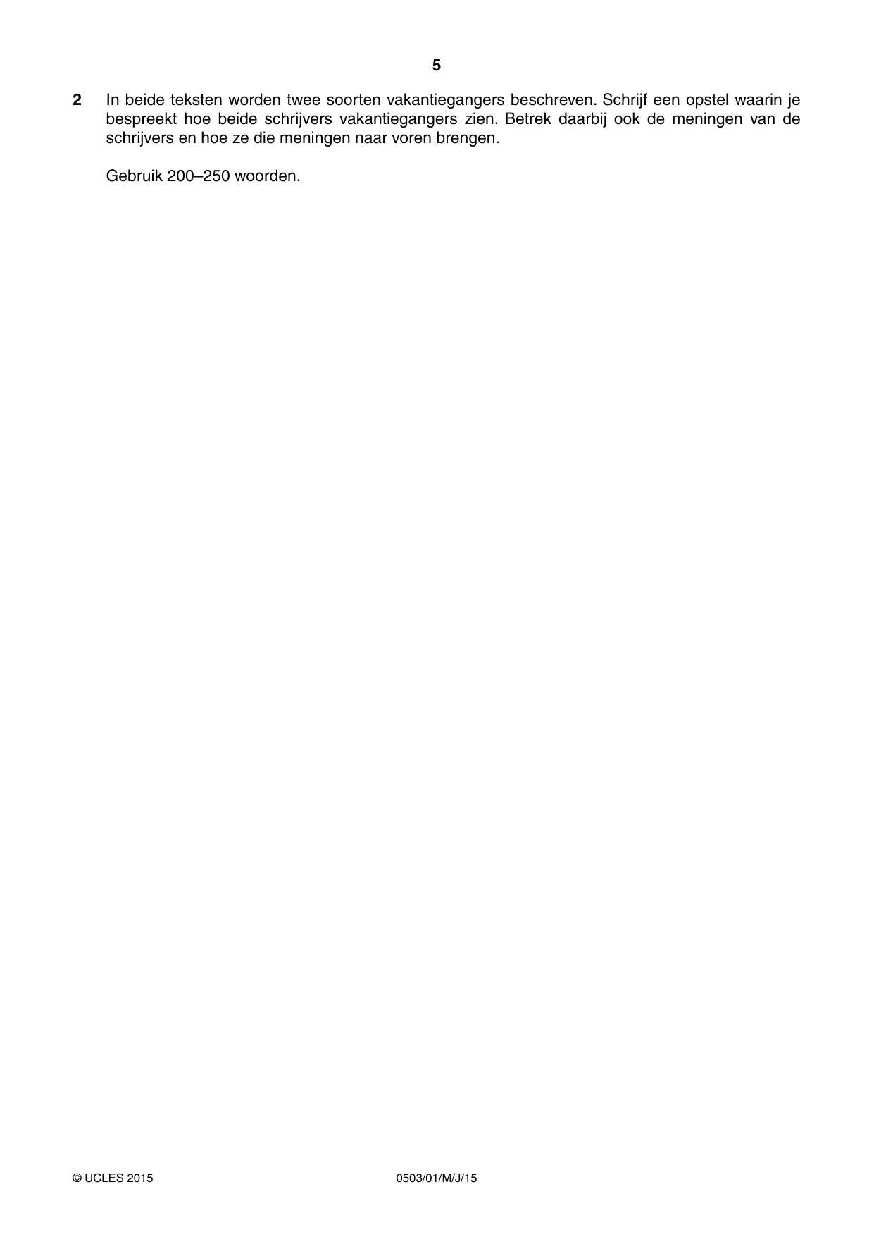 Cambridge IGCSE Dutch - First Language 0503 2015 May/June Paper 1 · Variant 1 question paper, page 5 of 8